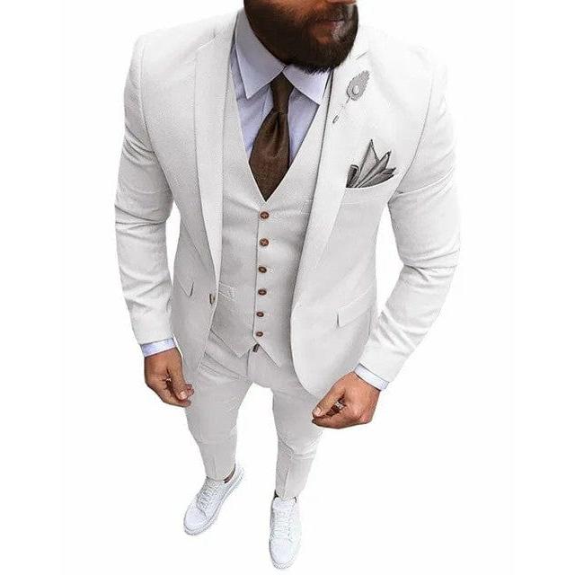 ceehuteey Men's Suits 3 Pieces Single Breasted Lapel Slim Fit Formal Tuxedos For Wedding Groomsmen