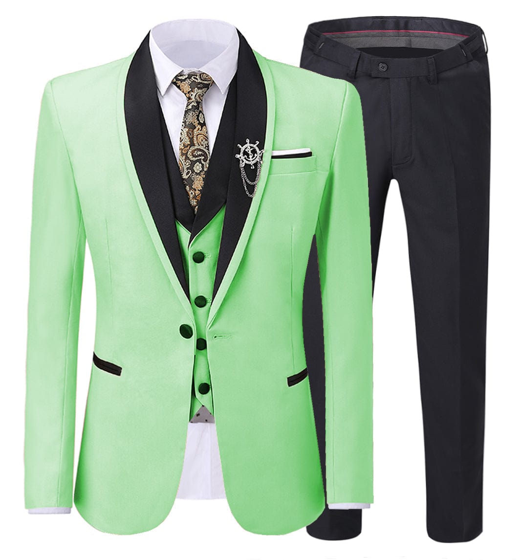 ceehuteey Men's Suits Slim Fit 3 Pieces Notch Lapel For Wedding (Blazer+Vest+Black Pant)