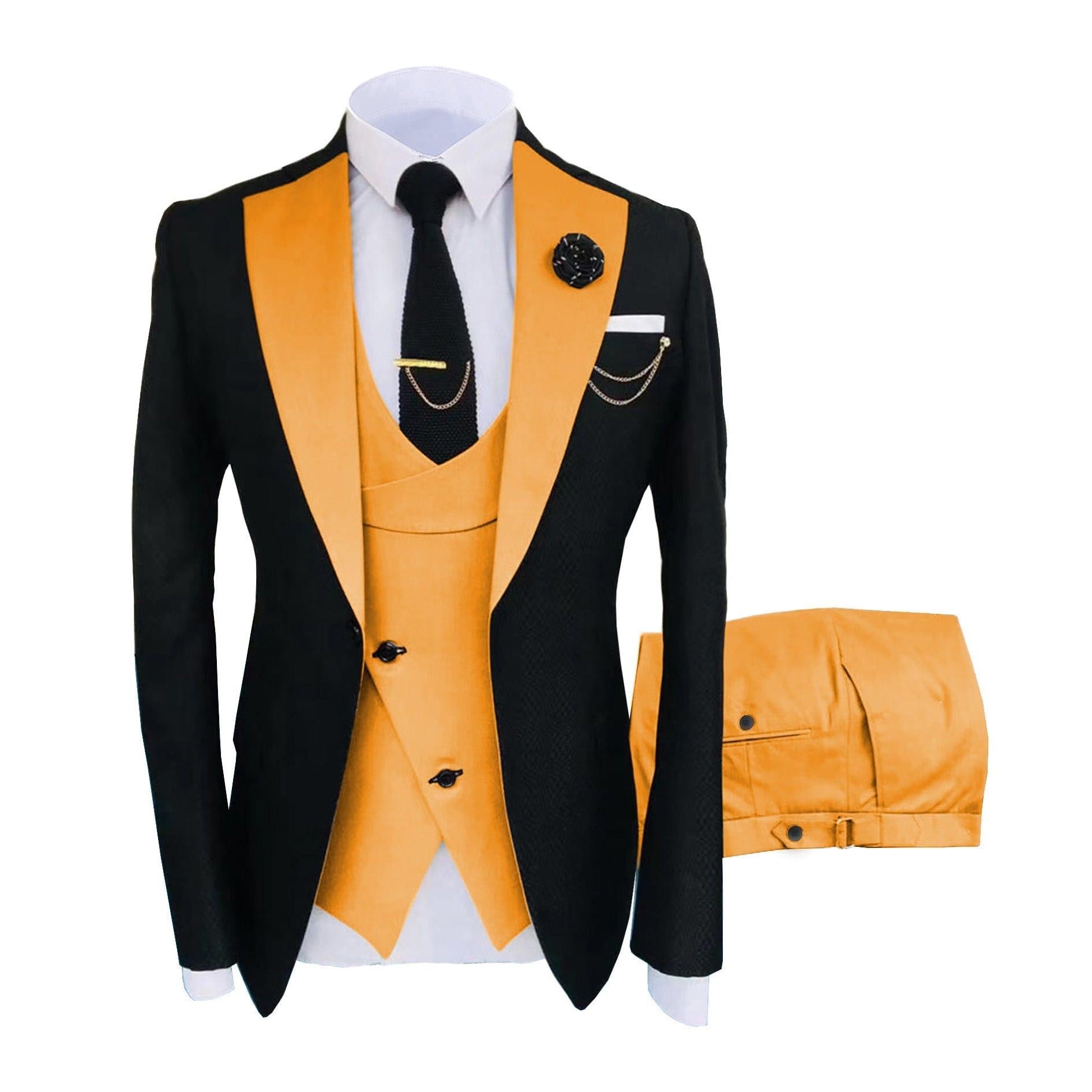 ceehuteey Men's Suits Slim Fit 3 Pieces Notch Lapel Tuxedos for Wedding (Blazer+Vest+Pant)