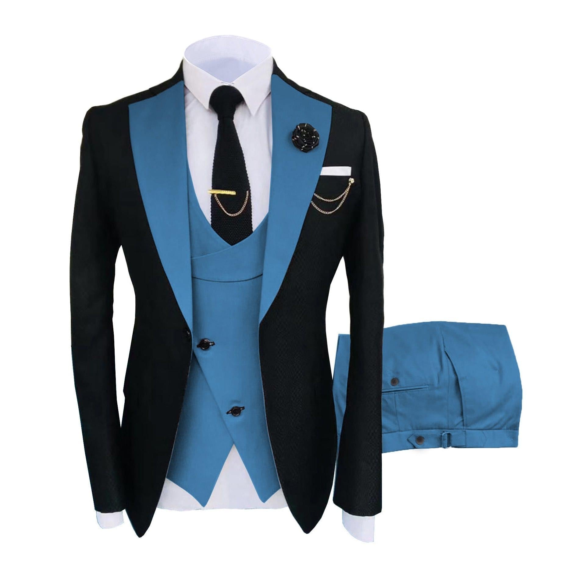 ceehuteey Men's Suits Slim Fit 3 Pieces Notch Lapel Tuxedos for Wedding (Blazer+Vest+Pant)