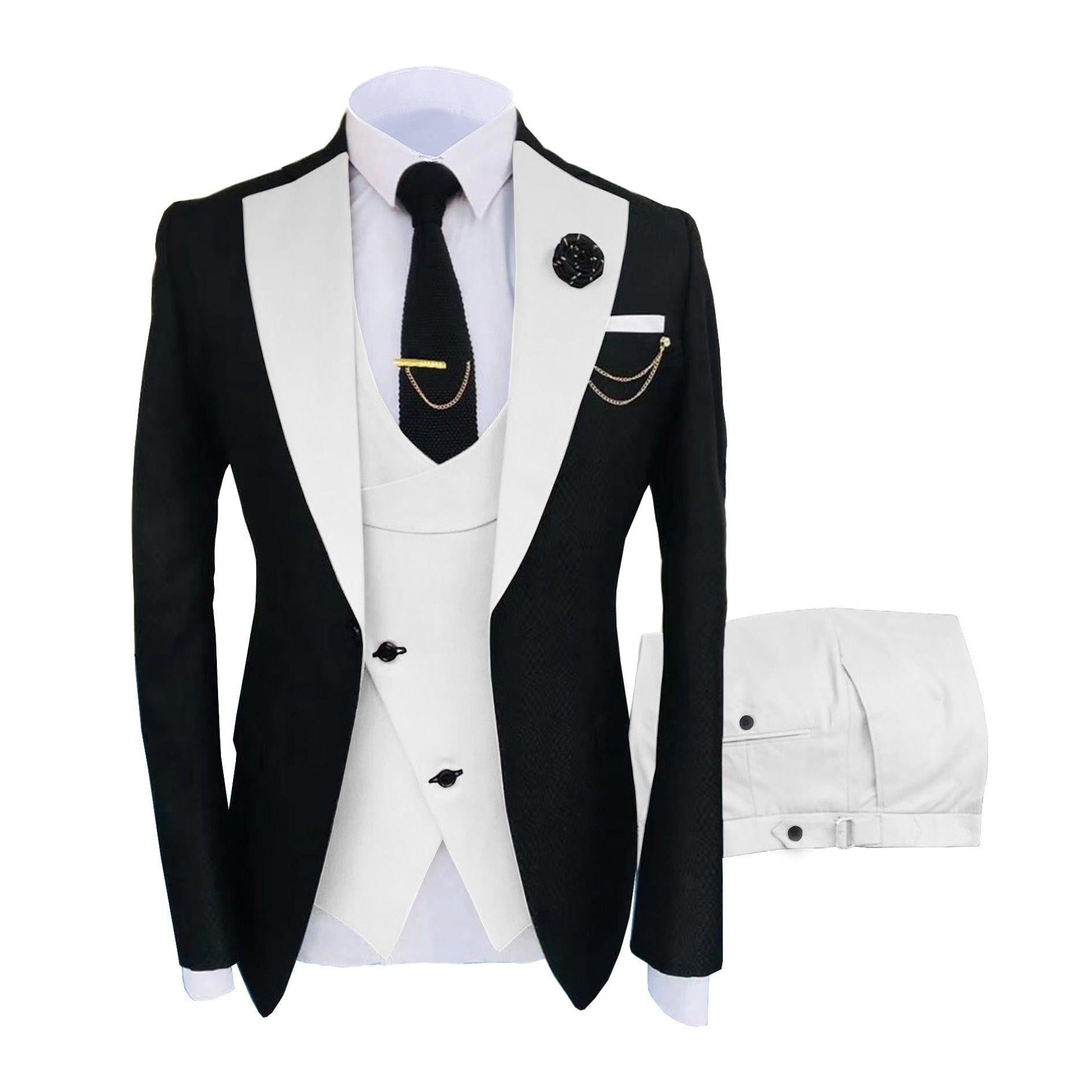 ceehuteey Men's Suits Slim Fit 3 Pieces Notch Lapel Tuxedos for Wedding (Blazer+Vest+Pant)