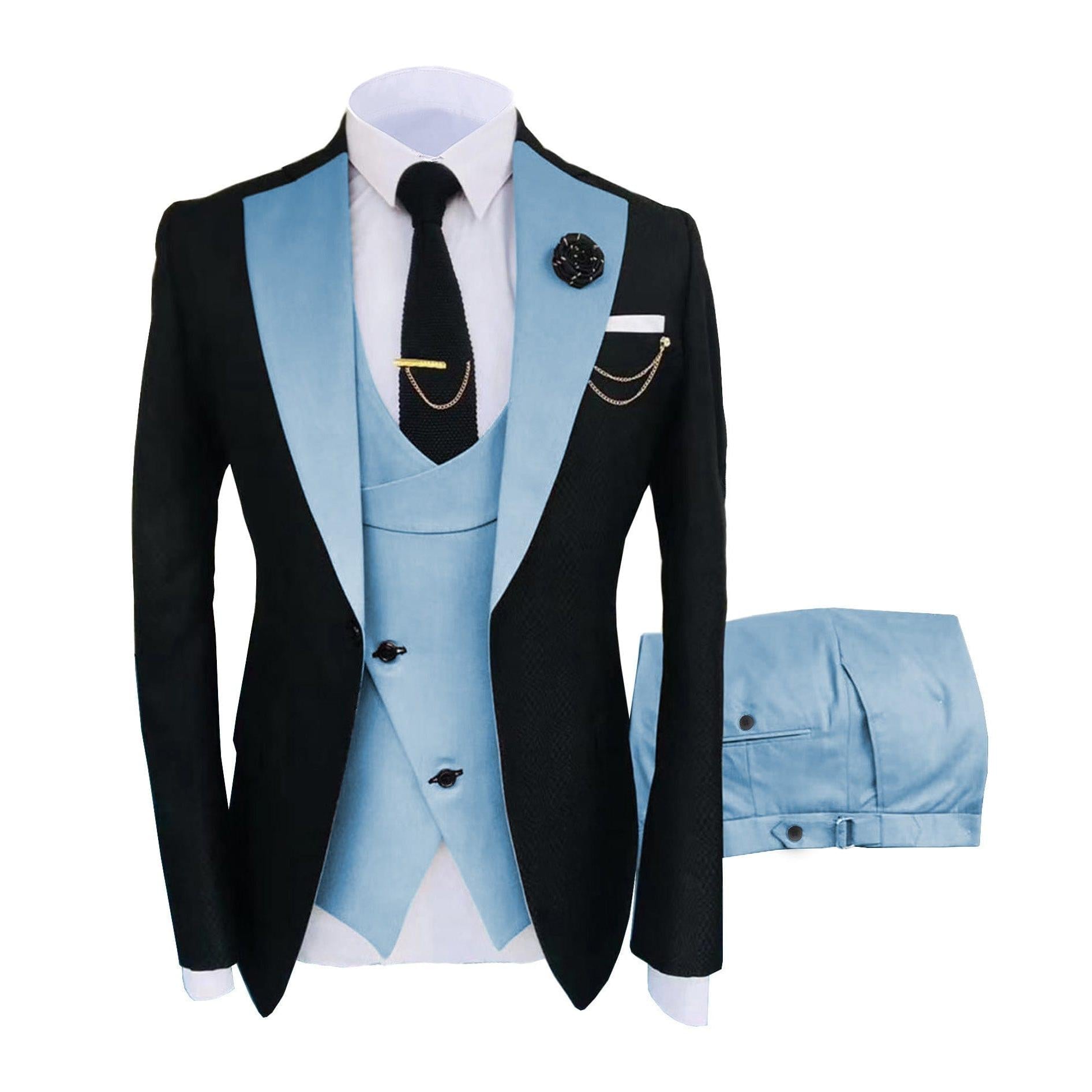 ceehuteey Men's Suits Slim Fit 3 Pieces Notch Lapel Tuxedos for Wedding (Blazer+Vest+Pant)