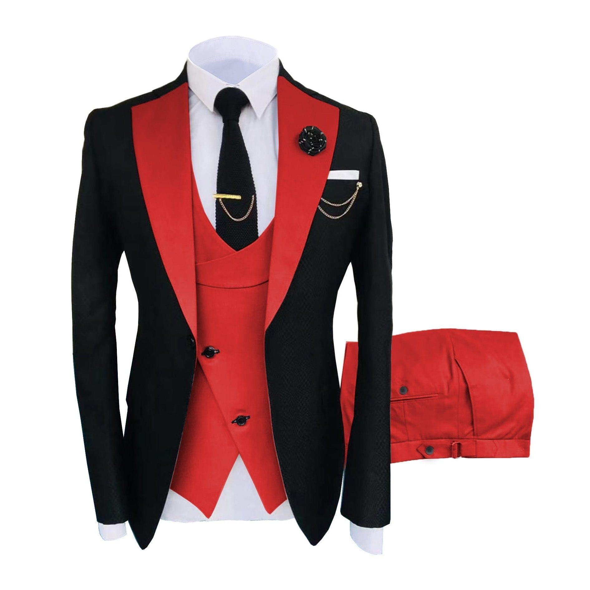 ceehuteey Men's Suits Slim Fit 3 Pieces Notch Lapel Tuxedos for Wedding (Blazer+Vest+Pant)
