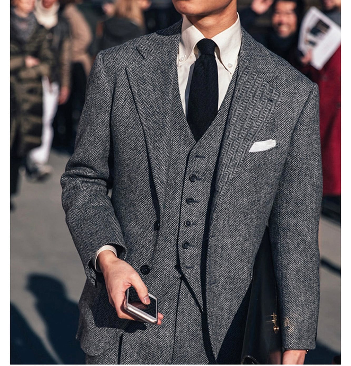 ceehuteey men’s tweed herringbone suits 3 piece suits formal regular fit wedding groom suits (blazer+vest+pants)