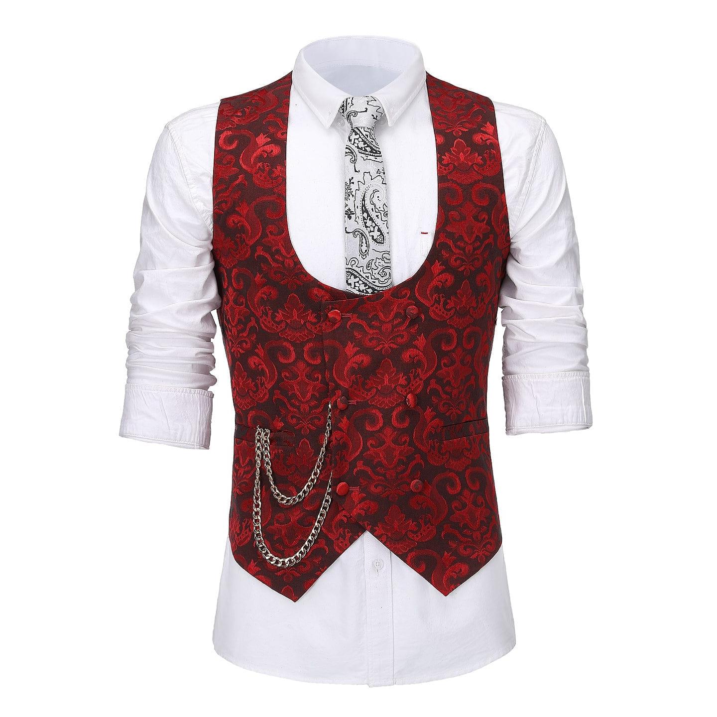 ceehuteey Men's U-Neck Sleeveless Slim Fit Jacket Casual Suit Waistcoat