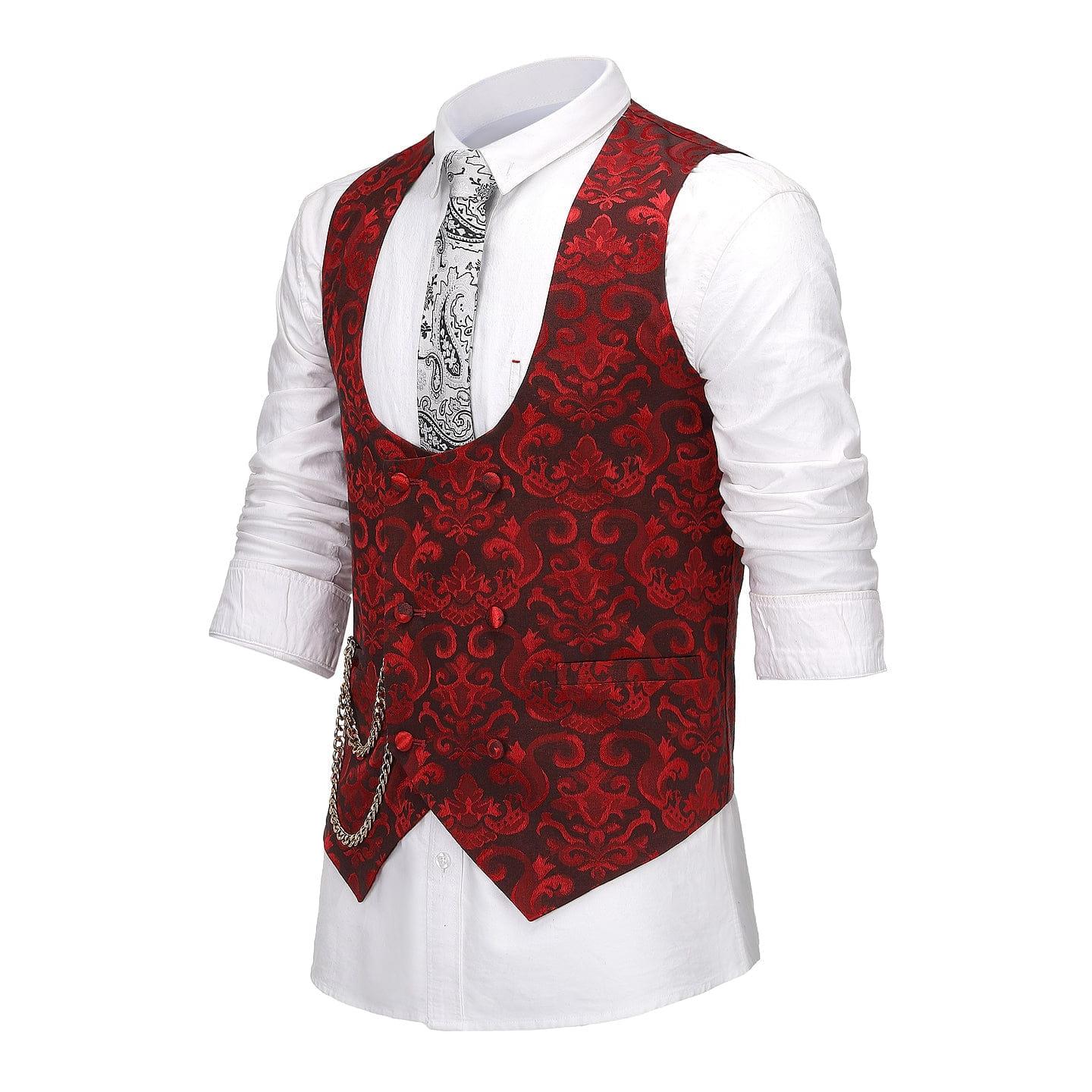 ceehuteey Men's U-Neck Sleeveless Slim Fit Jacket Casual Suit Waistcoat