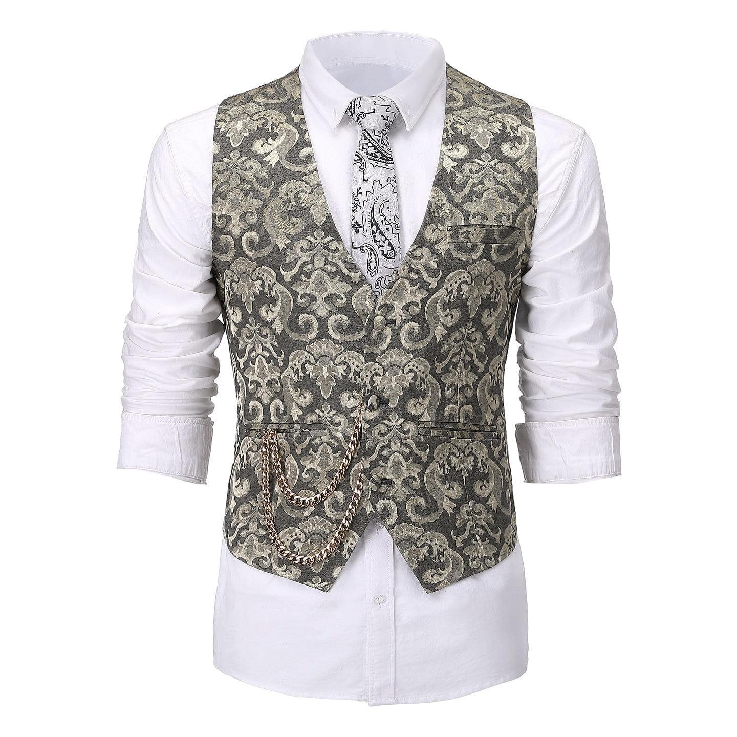 ceehuteey Men's V-Neck Sleeveless Slim Fit Jacket Casual Suit Vests