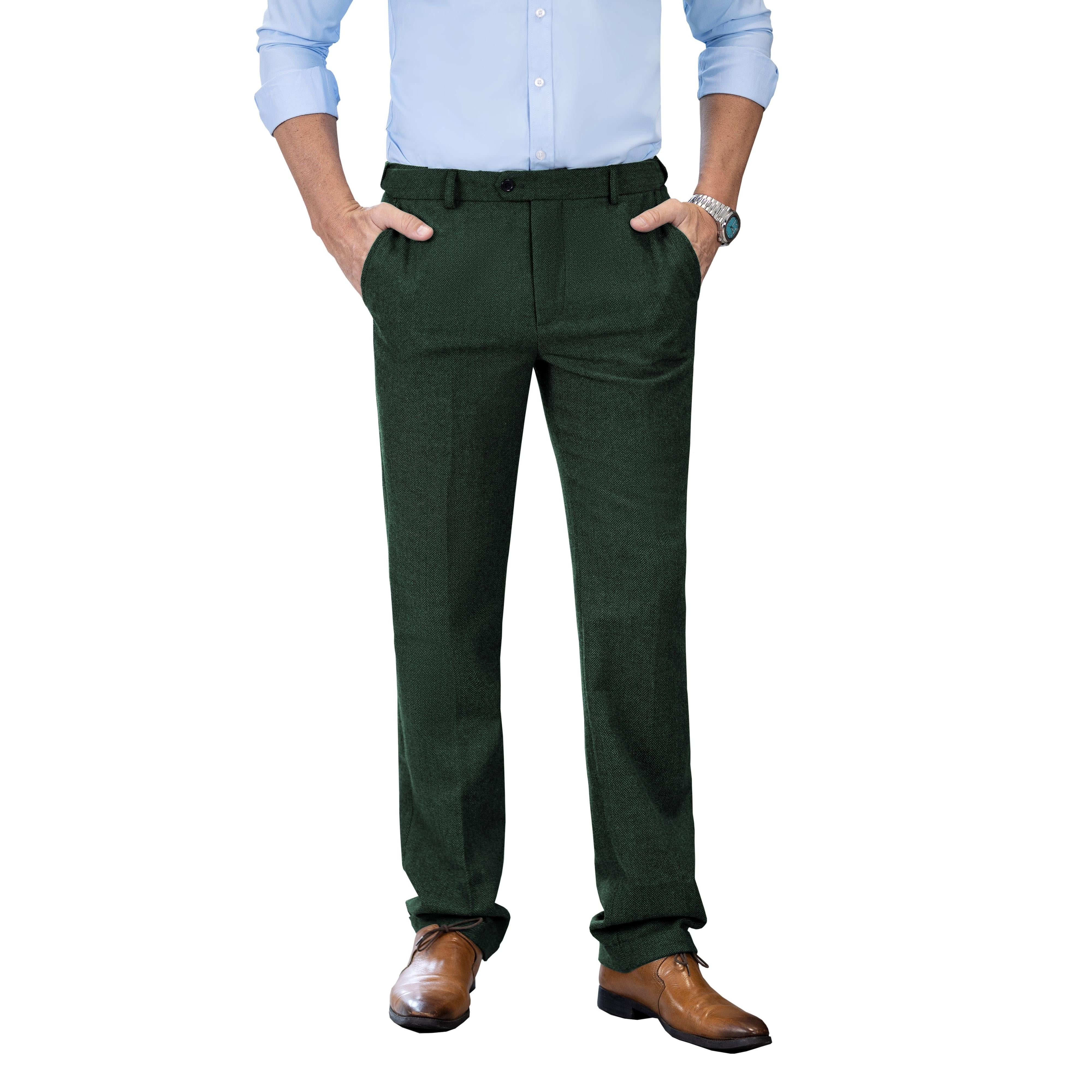 ceehuteey Men's winter Classic Herringbone Formal Tweed Trousers