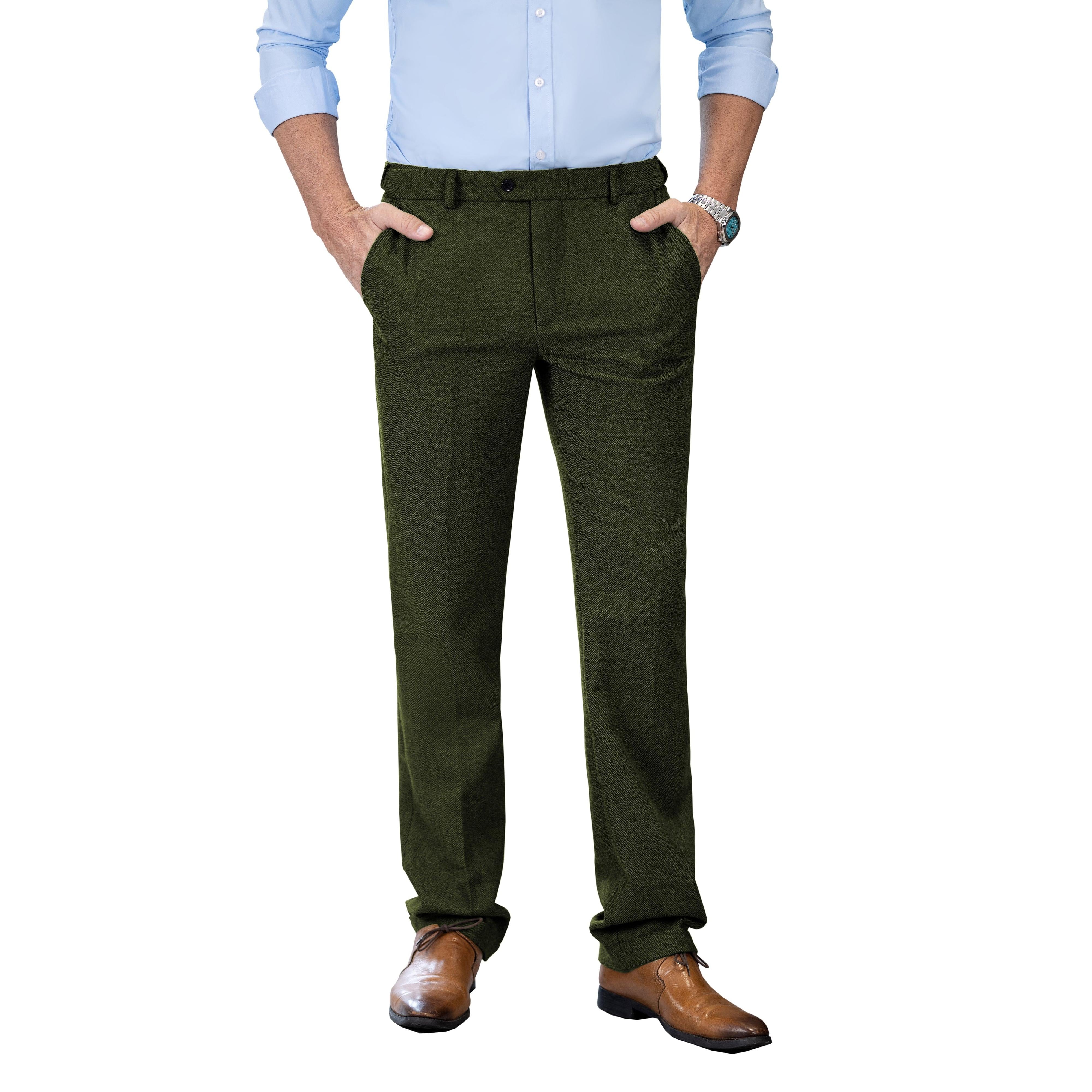 ceehuteey Men's winter Classic Herringbone Formal Tweed Trousers