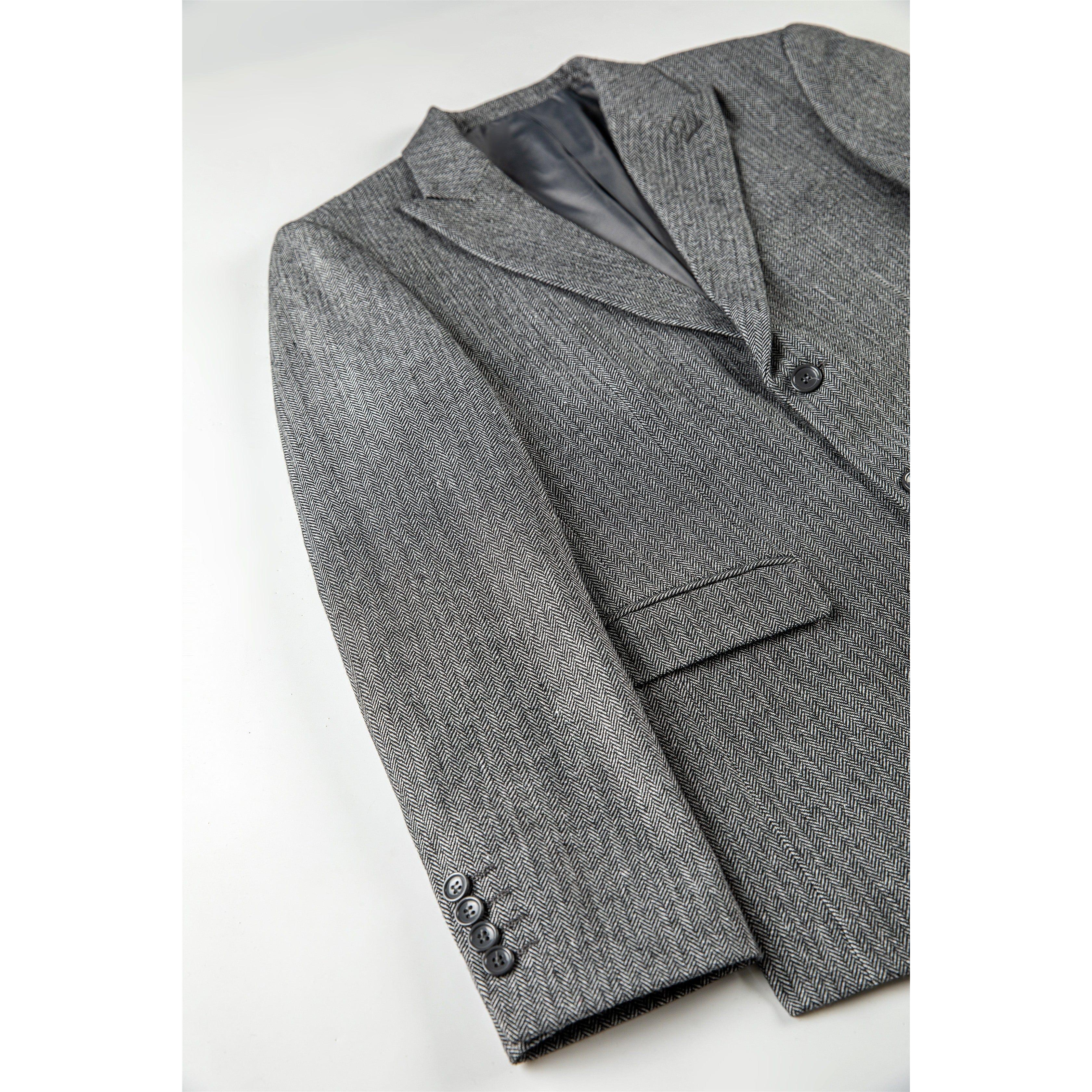 ceehuteey Men's winter Leisure Wool Herringbone Tweed Formal Notch Lapel Blazer
