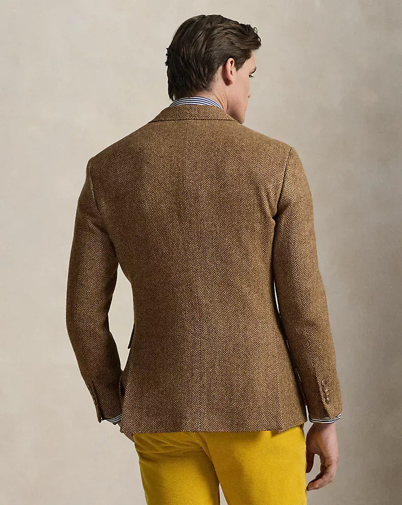 ceehuteey Men's winter Wool Herringbone Tweed Jacket Formal Blazer