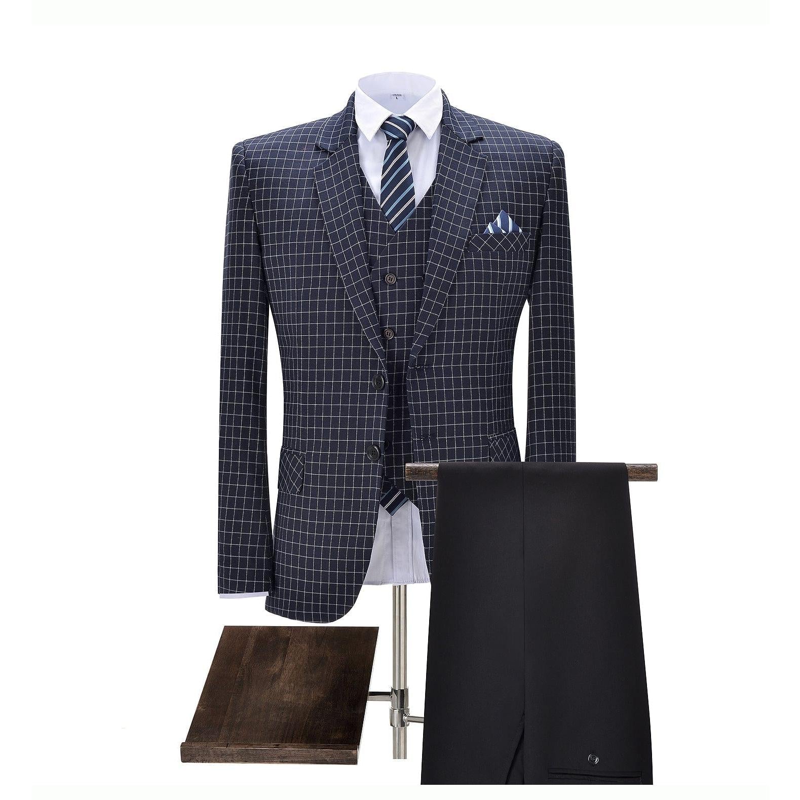 ceehuteey Mens 3 Pieces Suits Regular Fit Formal Notch Lapel