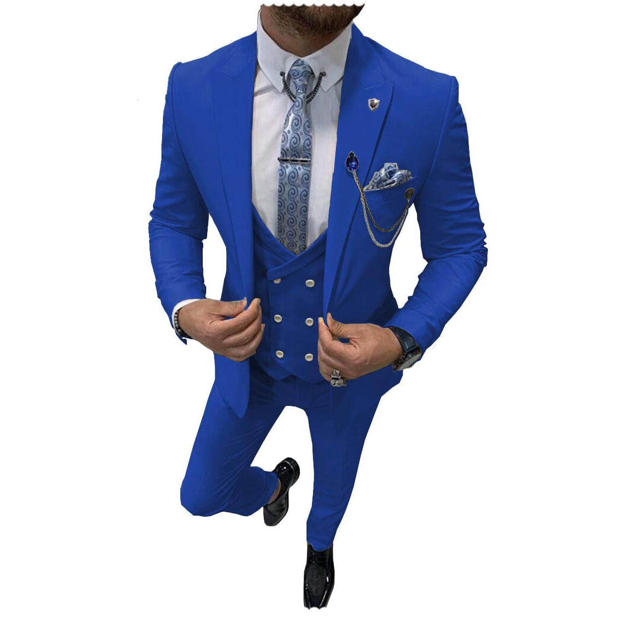 ceehuteey Mens Formal Suits Slim Fit, Peak Lapel 3 Piece Suits for Wedding