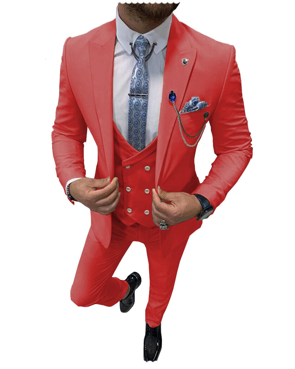 ceehuteey Mens Formal Suits Slim Fit, Peak Lapel 3 Piece Suits for Wedding