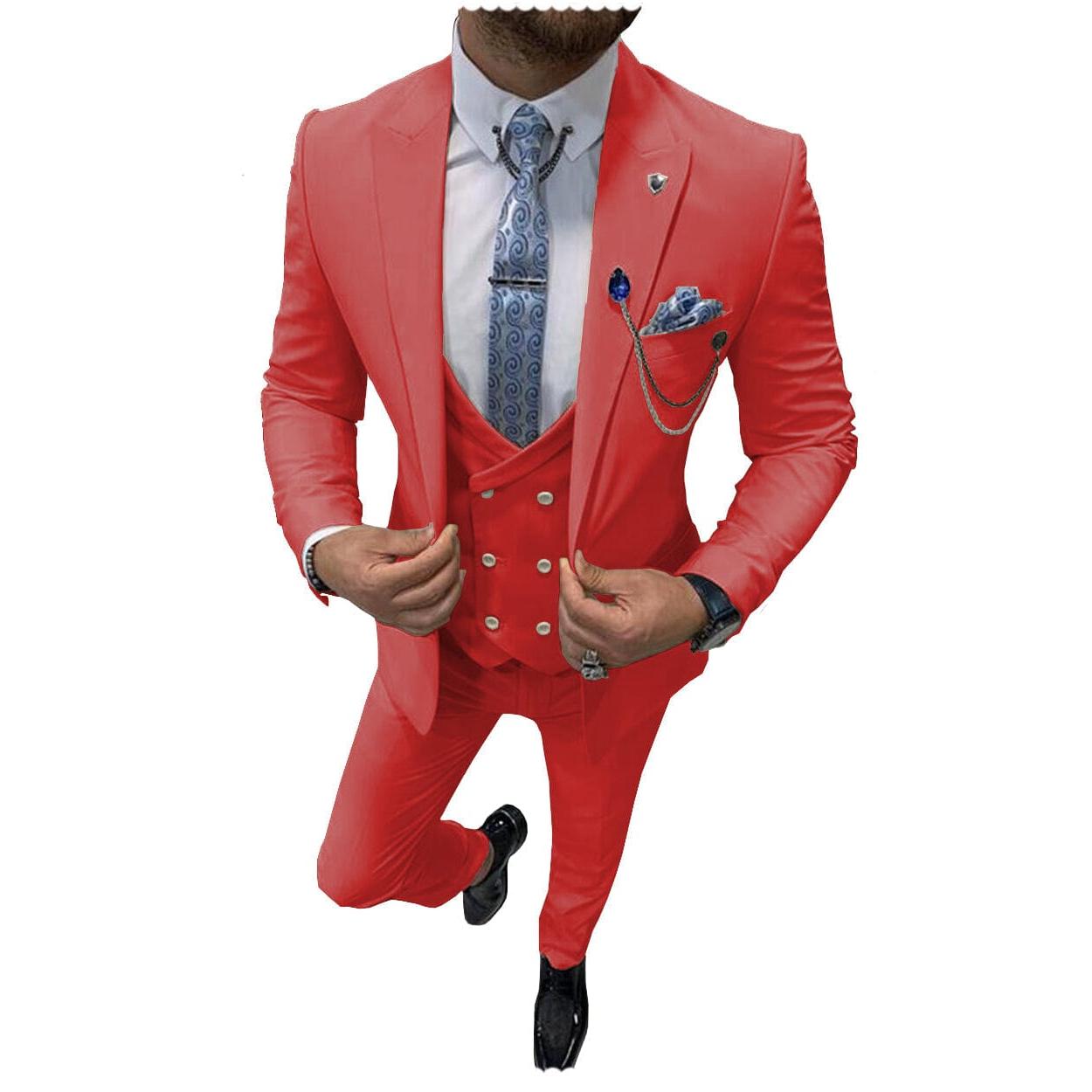 ceehuteey Mens Formal Suits Slim Fit, Peak Lapel 3 Piece Suits for Wedding