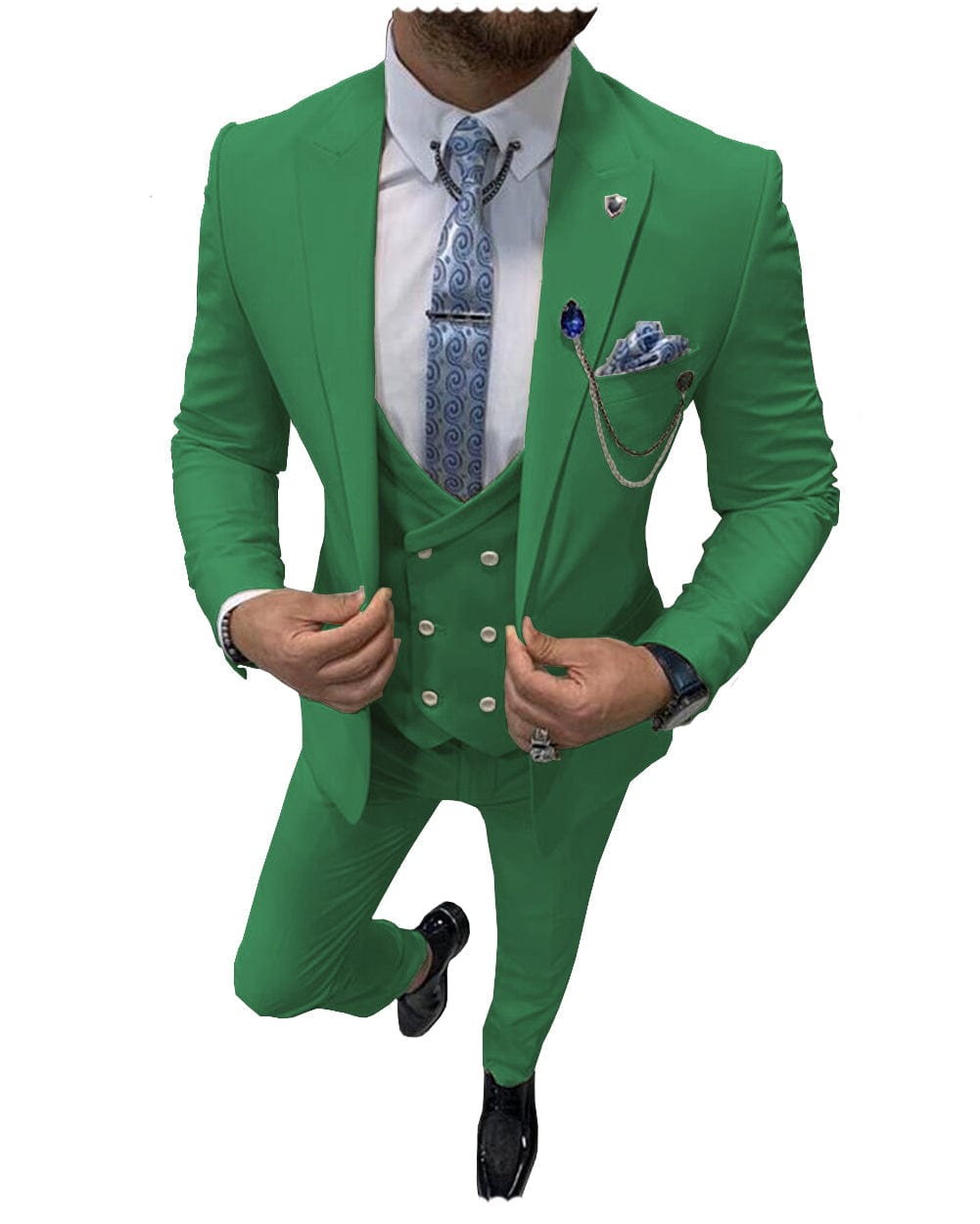 ceehuteey Mens Formal Suits Slim Fit, Peak Lapel 3 Piece Suits for Wedding