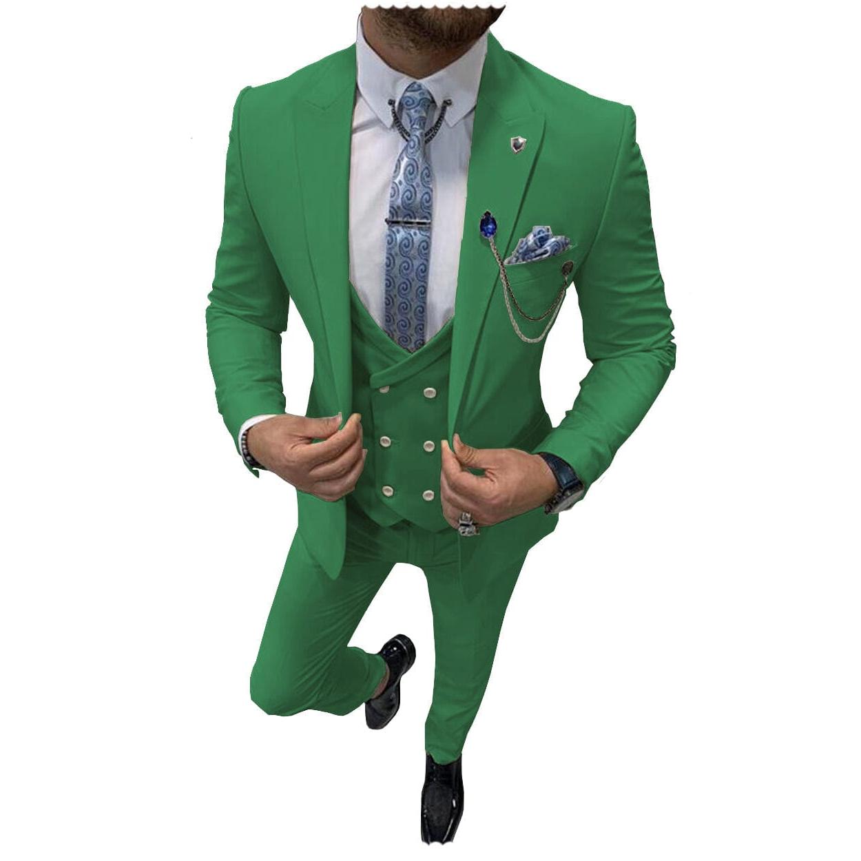 ceehuteey Mens Formal Suits Slim Fit, Peak Lapel 3 Piece Suits for Wedding