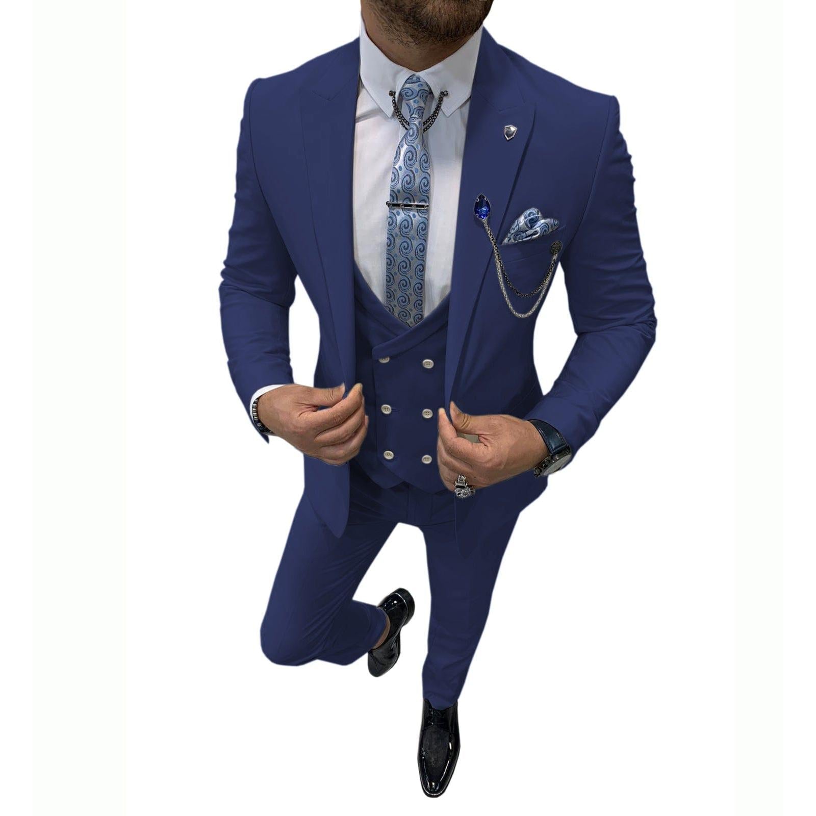 ceehuteey Mens Formal Suits Slim Fit, Peak Lapel 3 Piece Suits for Wedding