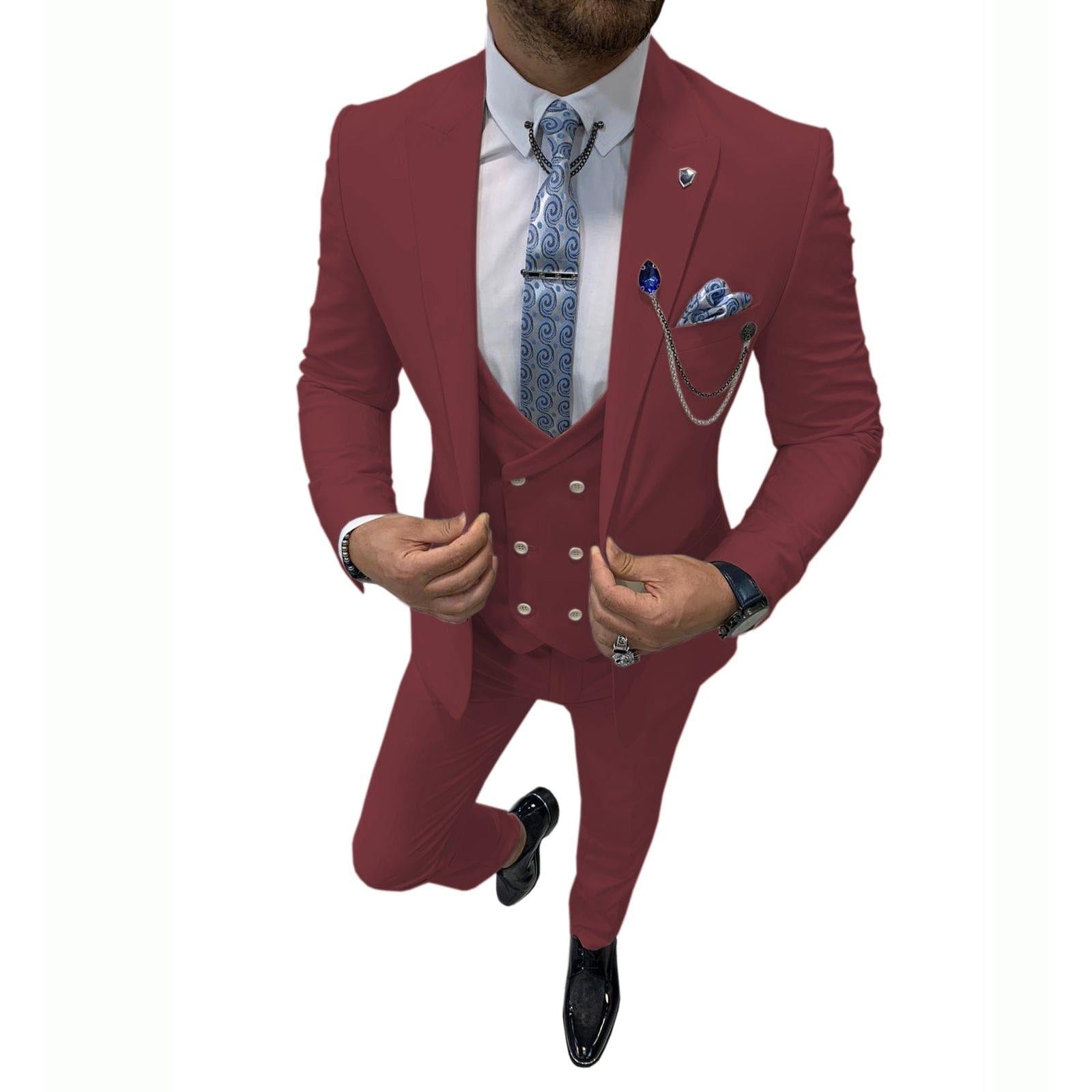 ceehuteey Mens Formal Suits Slim Fit, Peak Lapel 3 Piece Suits for Wedding