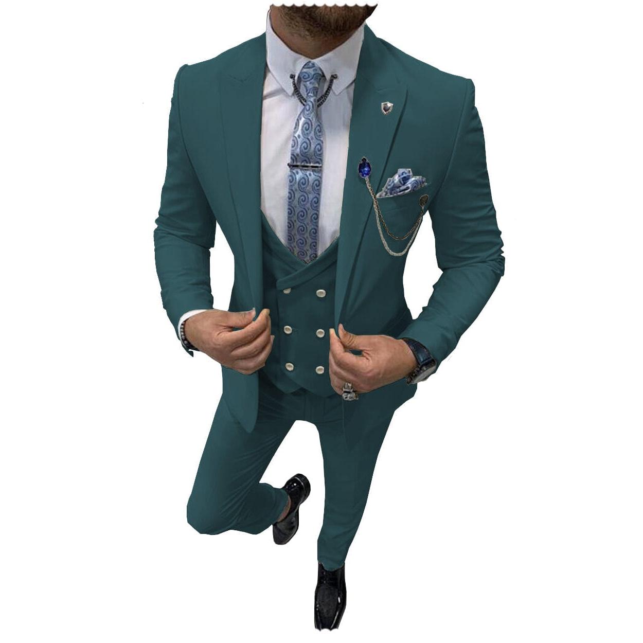 ceehuteey Mens Formal Suits Slim Fit, Peak Lapel 3 Piece Suits for Wedding