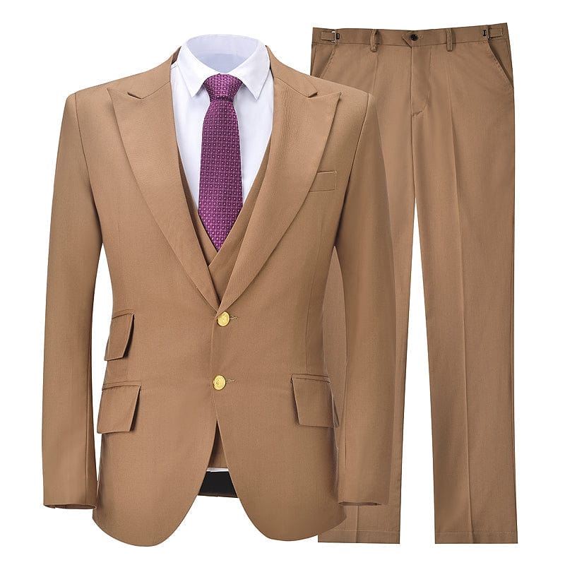 ceehuteey Mens Solid Color Formal Business 3-Piece Suit (Blazer+vest+Pants)