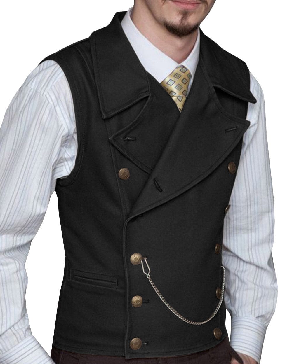 ceehuteey Mens Suede Cowboy Double Breasted Large Lapel Suede Classic Waistcoat