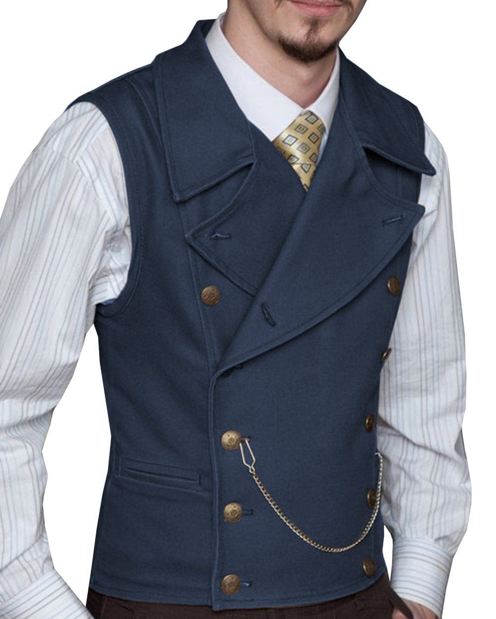 ceehuteey Mens Suede Cowboy Double Breasted Large Lapel Suede Classic Waistcoat
