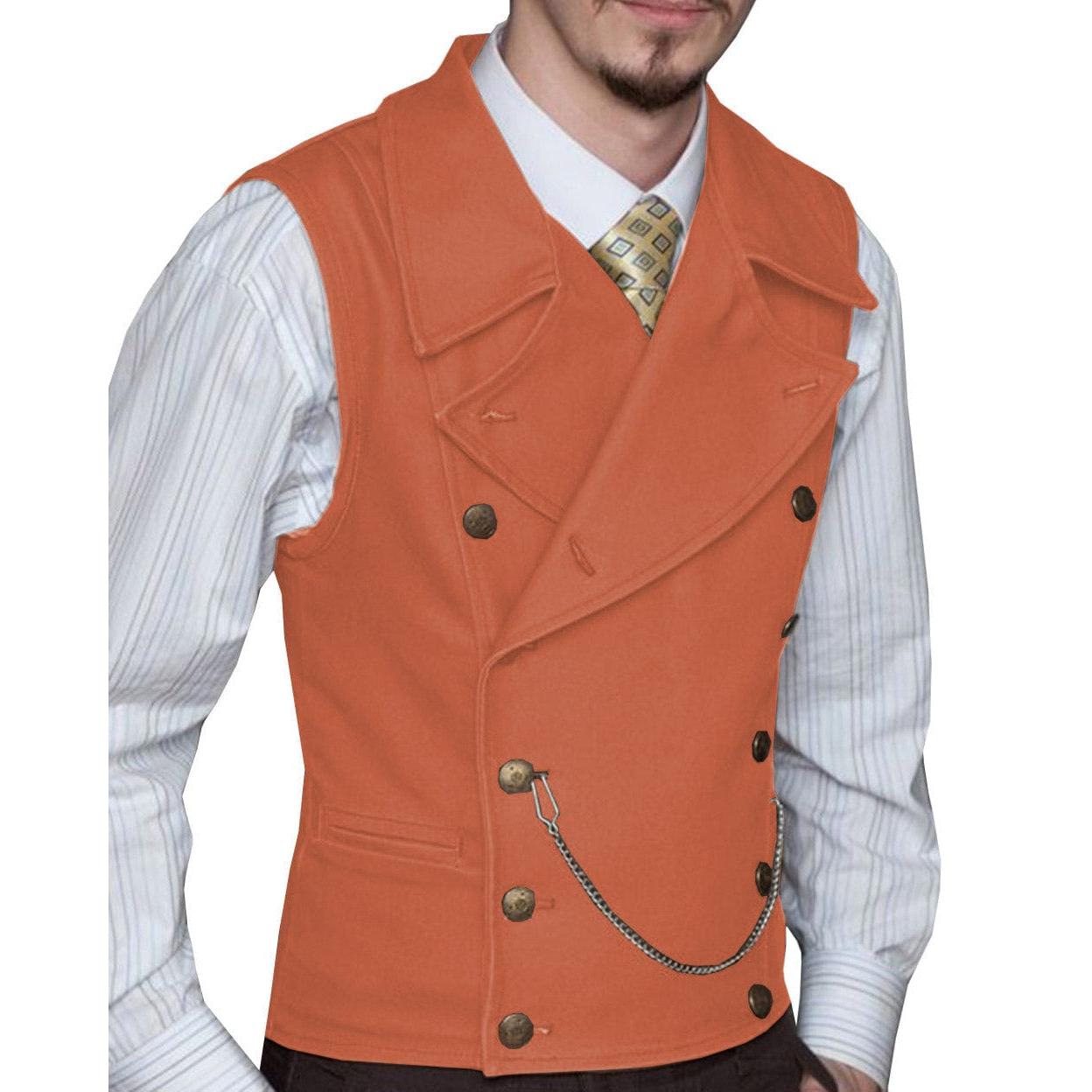 ceehuteey Mens Suede Cowboy Double Breasted Large Lapel Suede Classic Waistcoat