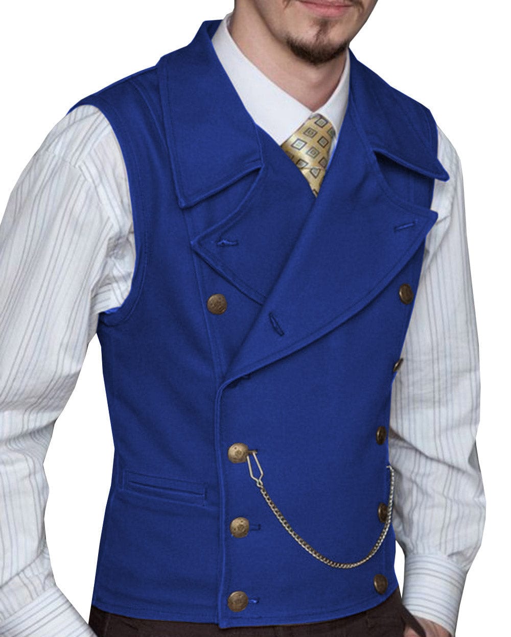 ceehuteey Mens Suede Cowboy Double Breasted Large Lapel Suede Classic Waistcoat