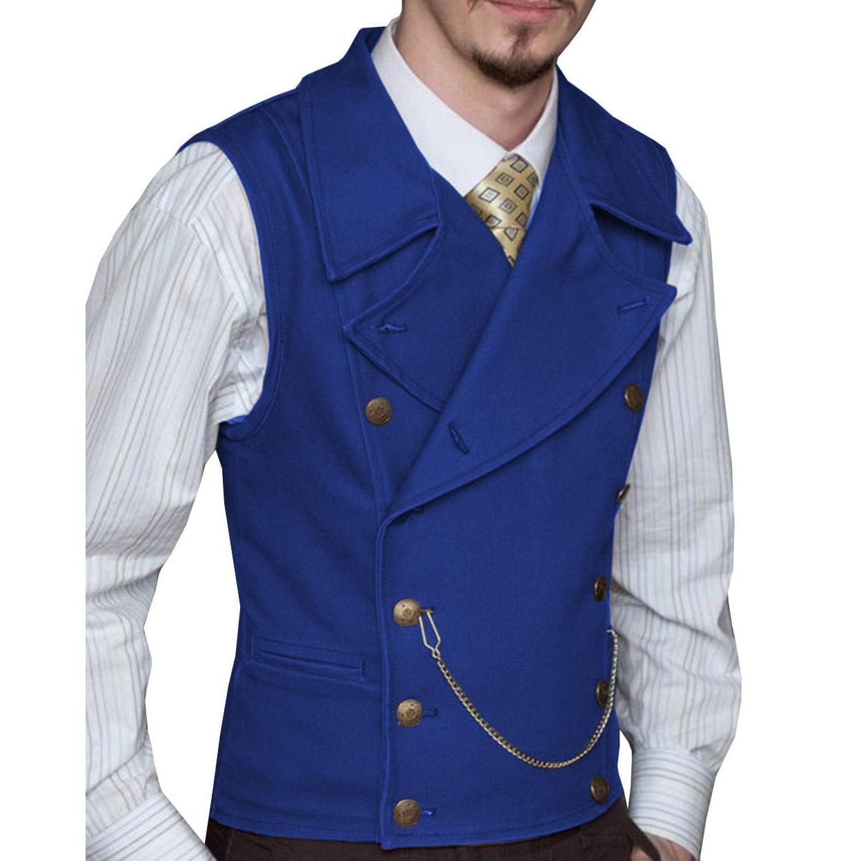 ceehuteey Mens Suede Cowboy Double Breasted Large Lapel Suede Classic Waistcoat