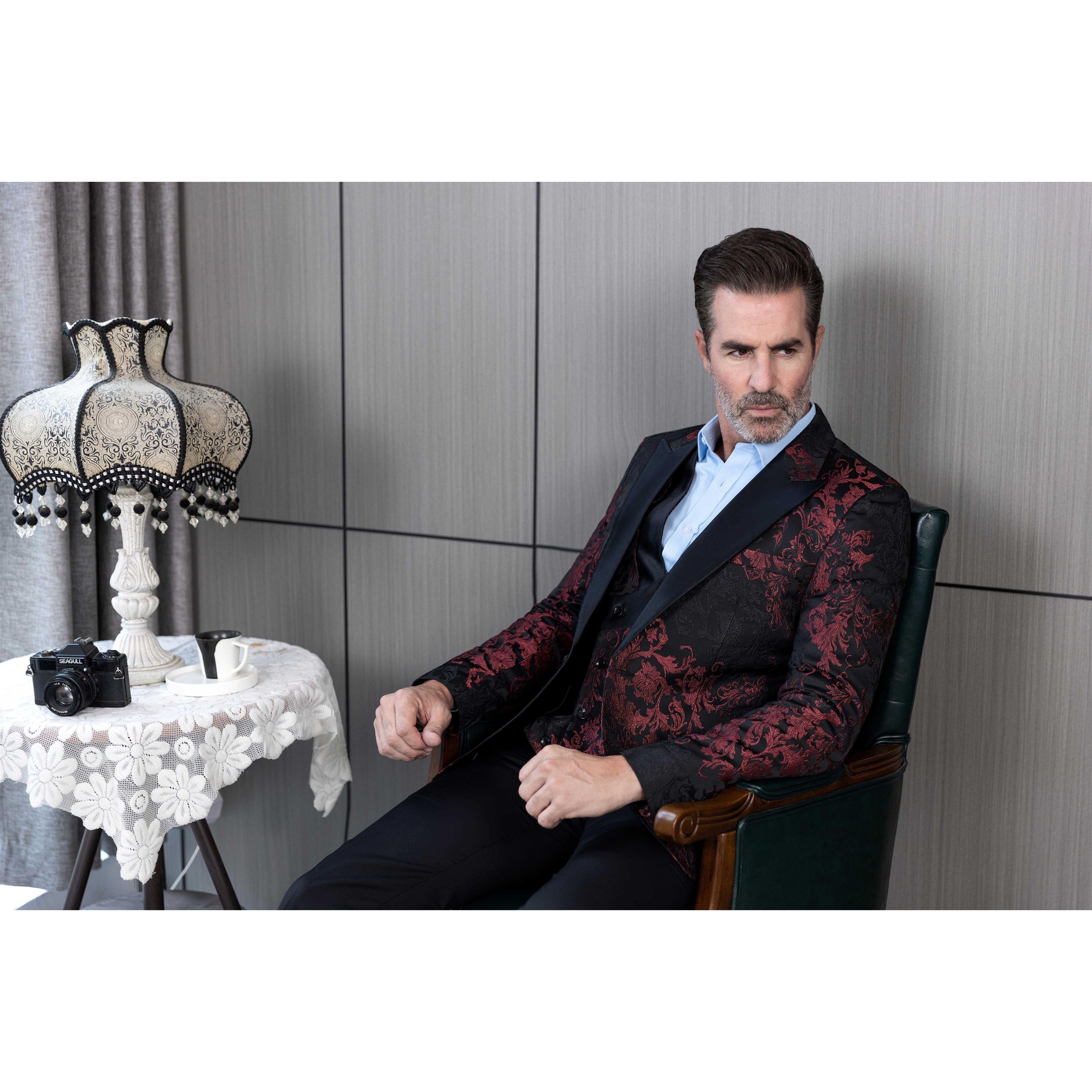 ceehuteey Mens Suit 3 Pieces Formal Business Shawl Lapel Plaid Tuxedos Jacket for Wedding Groom(Blazer+Vest+Pants)