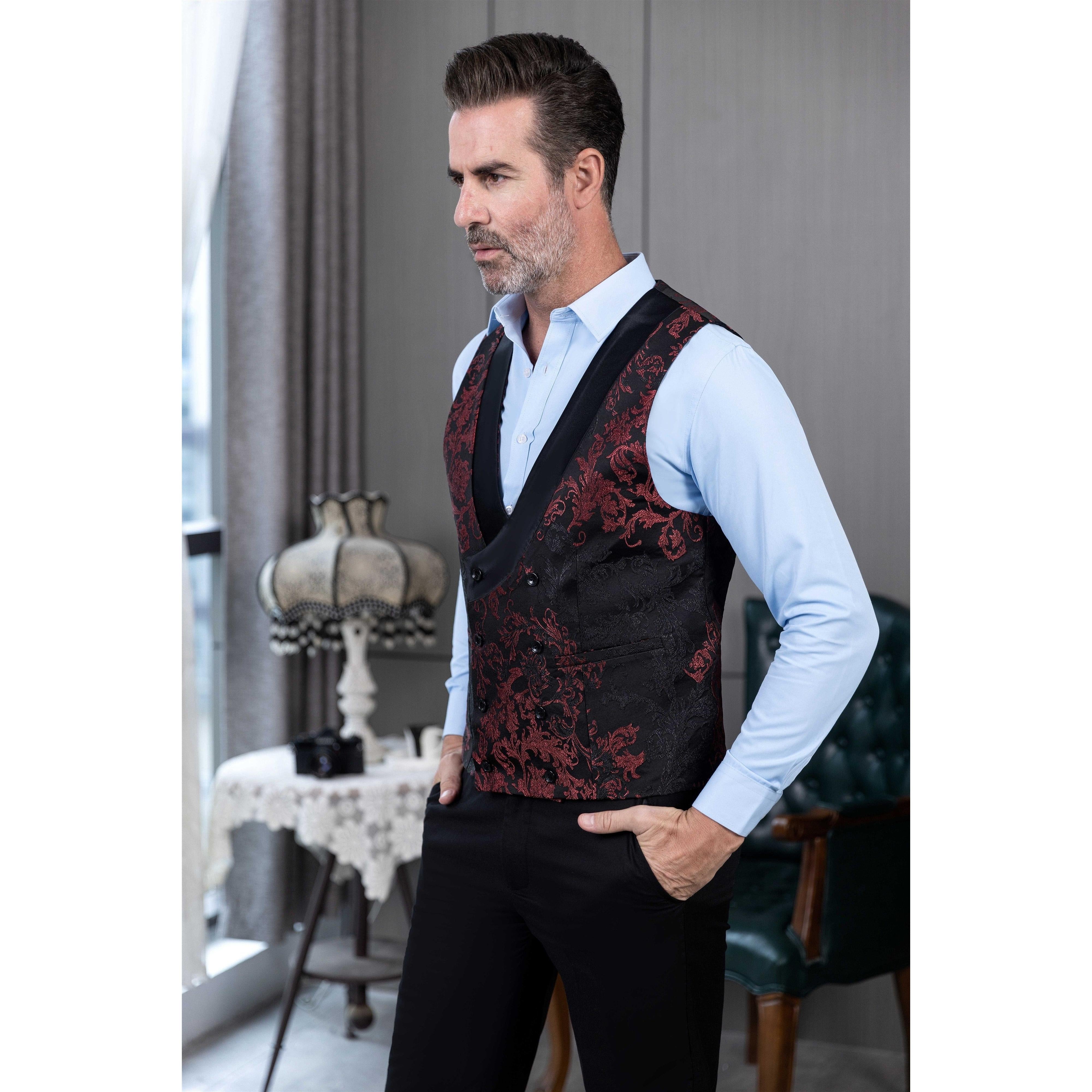 ceehuteey Mens Suit 3 Pieces Formal Business Shawl Lapel Plaid Tuxedos Jacket for Wedding Groom(Blazer+Vest+Pants)