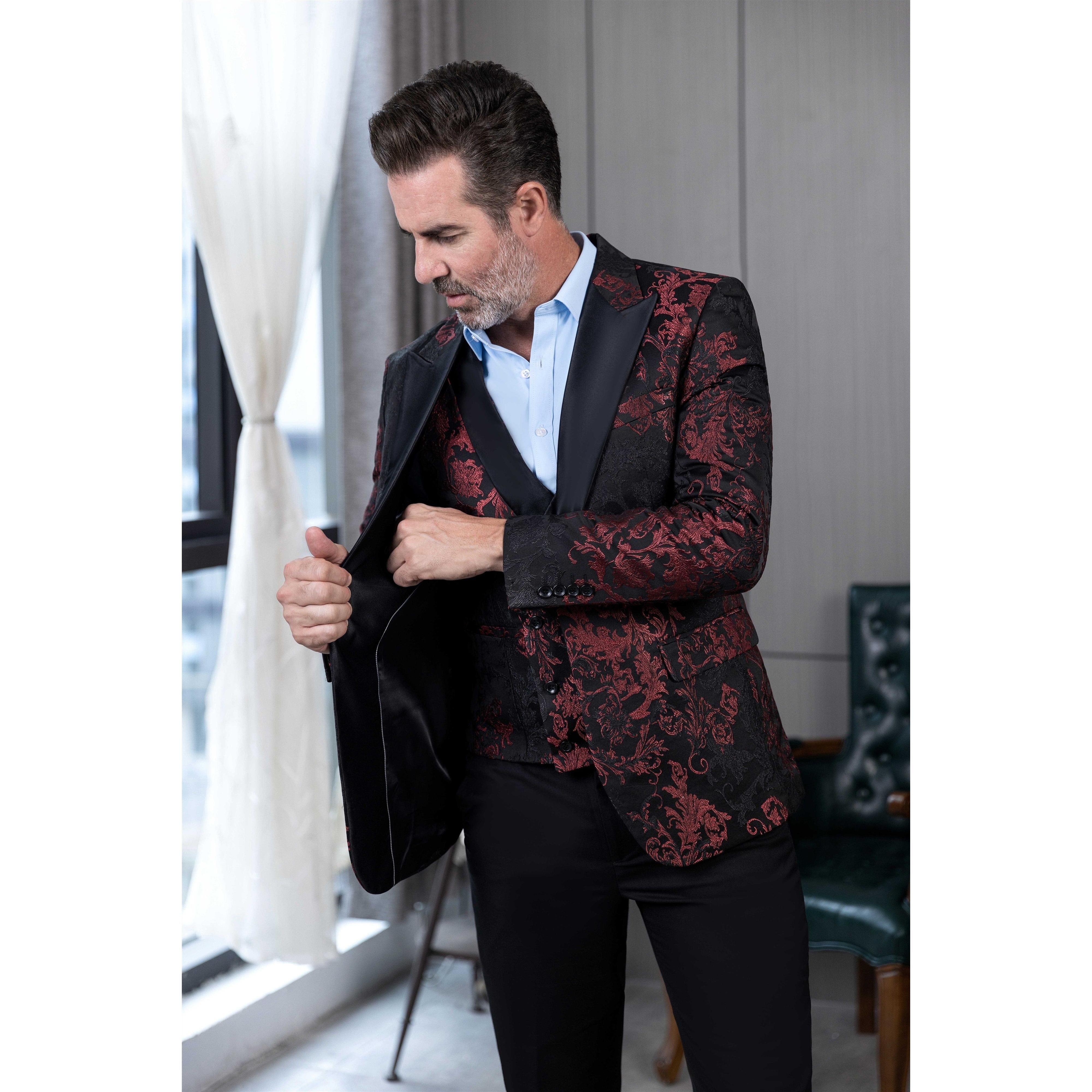 ceehuteey Mens Suit 3 Pieces Formal Business Shawl Lapel Plaid Tuxedos Jacket for Wedding Groom(Blazer+Vest+Pants)