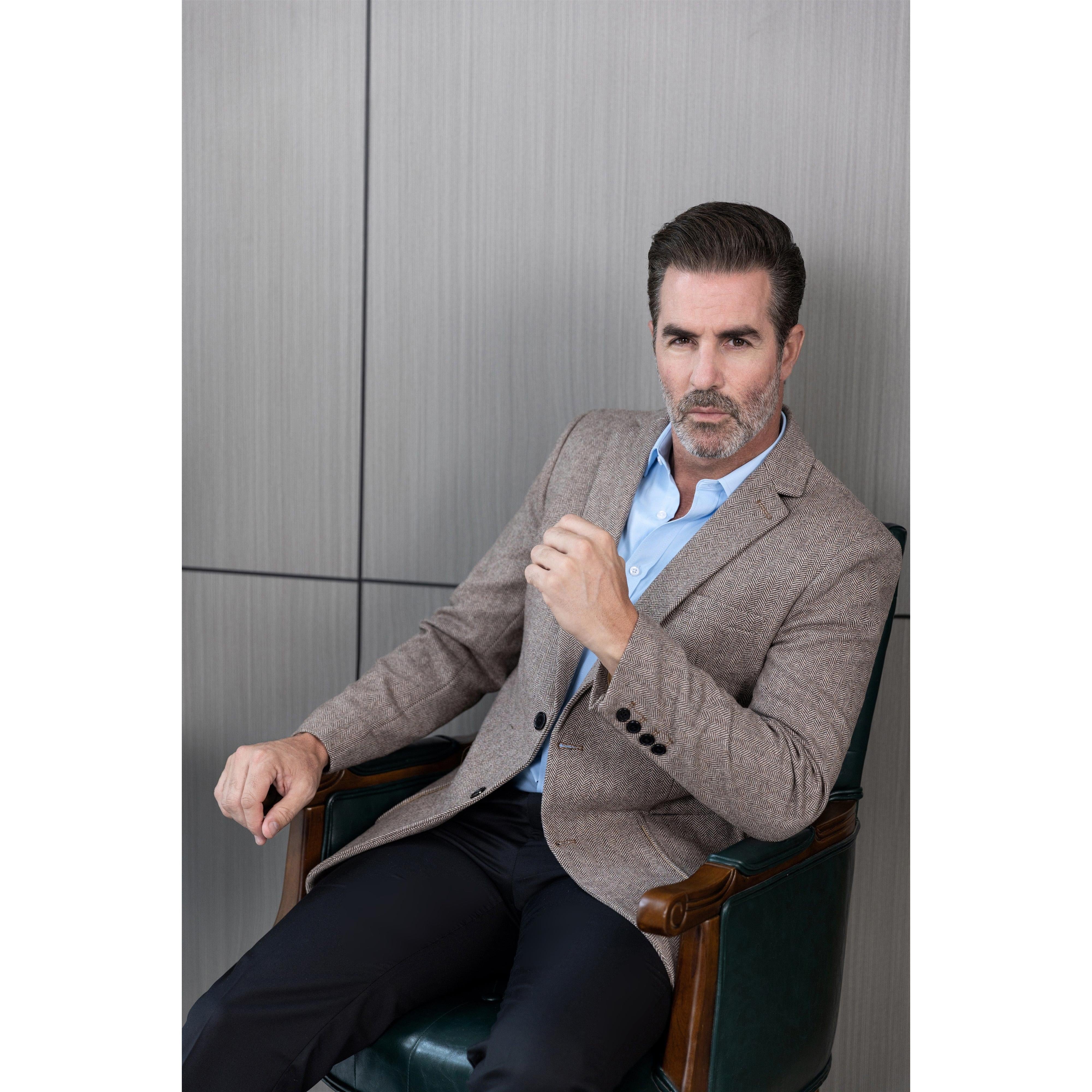 ceehuteey Mens winter Tweed Herringbone Suits Formal Regular Fit Blazer