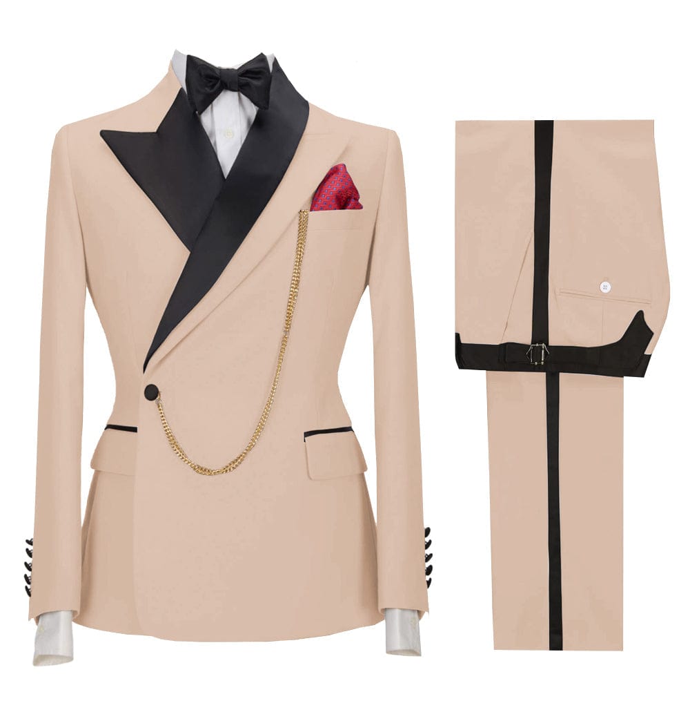 ceehuteey Stylish Mens Suit 2 Pieces Peak Lapel Blazer For Wedding Graduation(Blazer+Vest+Pants)