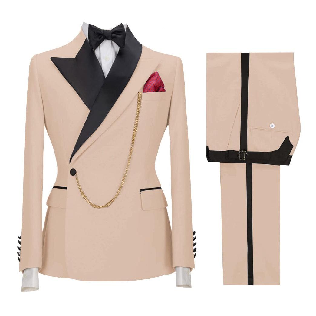 ceehuteey Stylish Mens Suit 2 Pieces Peak Lapel Blazer For Wedding Graduation(Blazer+Vest+Pants)