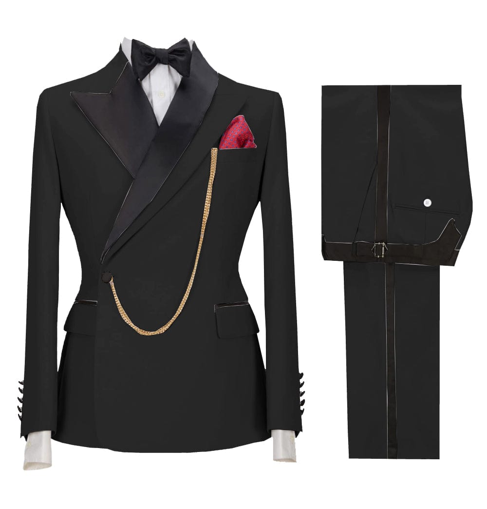 ceehuteey Stylish Mens Suit 2 Pieces Peak Lapel Blazer For Wedding Graduation(Blazer+Vest+Pants)