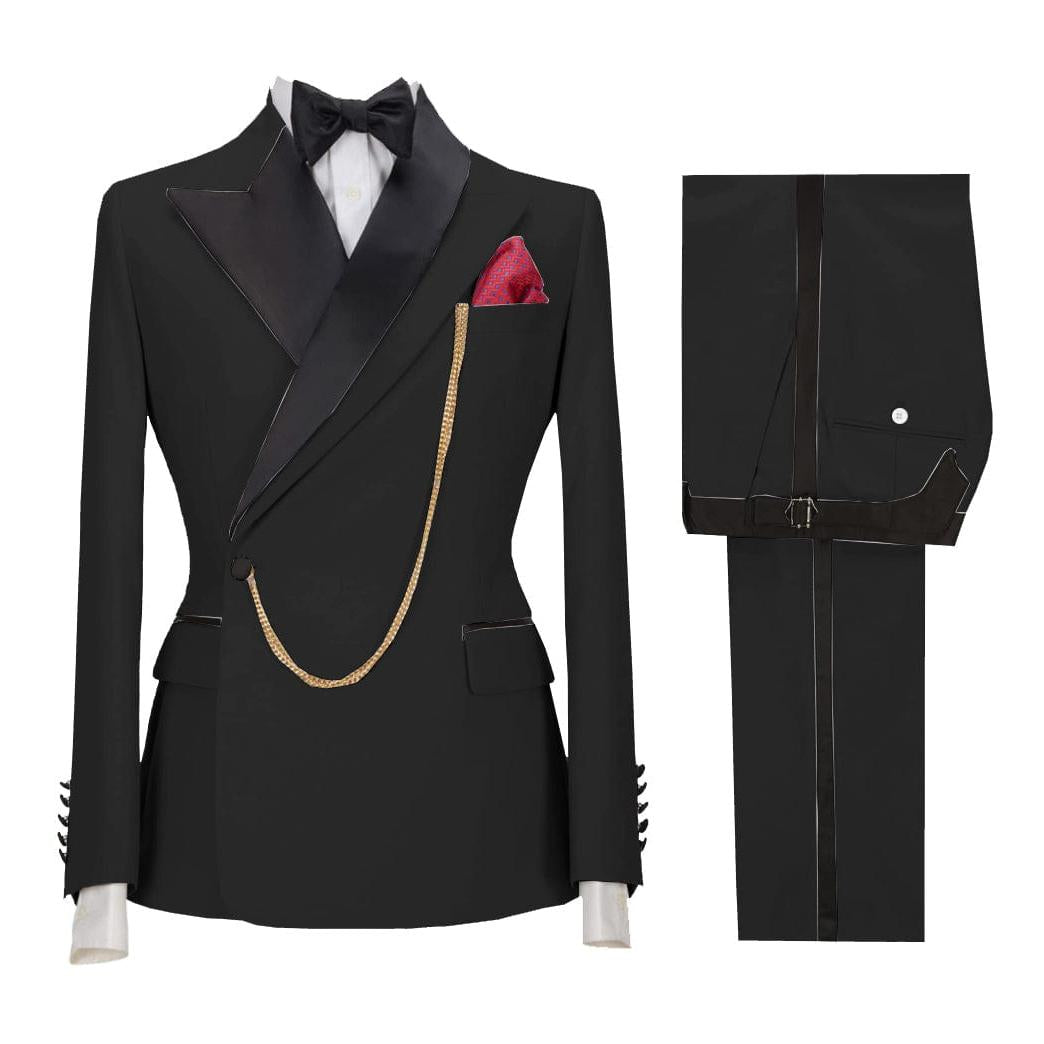 ceehuteey Stylish Mens Suit 2 Pieces Peak Lapel Blazer For Wedding Graduation(Blazer+Vest+Pants)