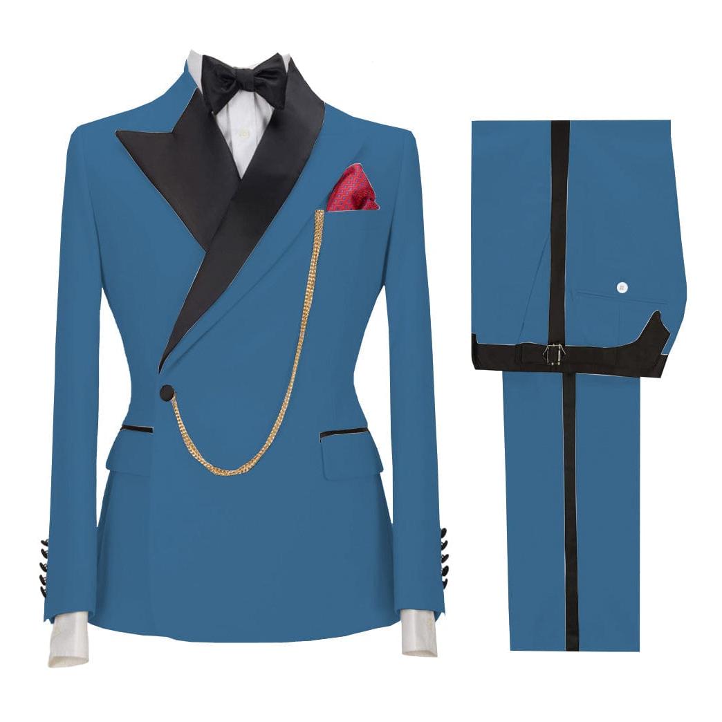 ceehuteey Stylish Mens Suit 2 Pieces Peak Lapel Blazer For Wedding Graduation(Blazer+Vest+Pants)