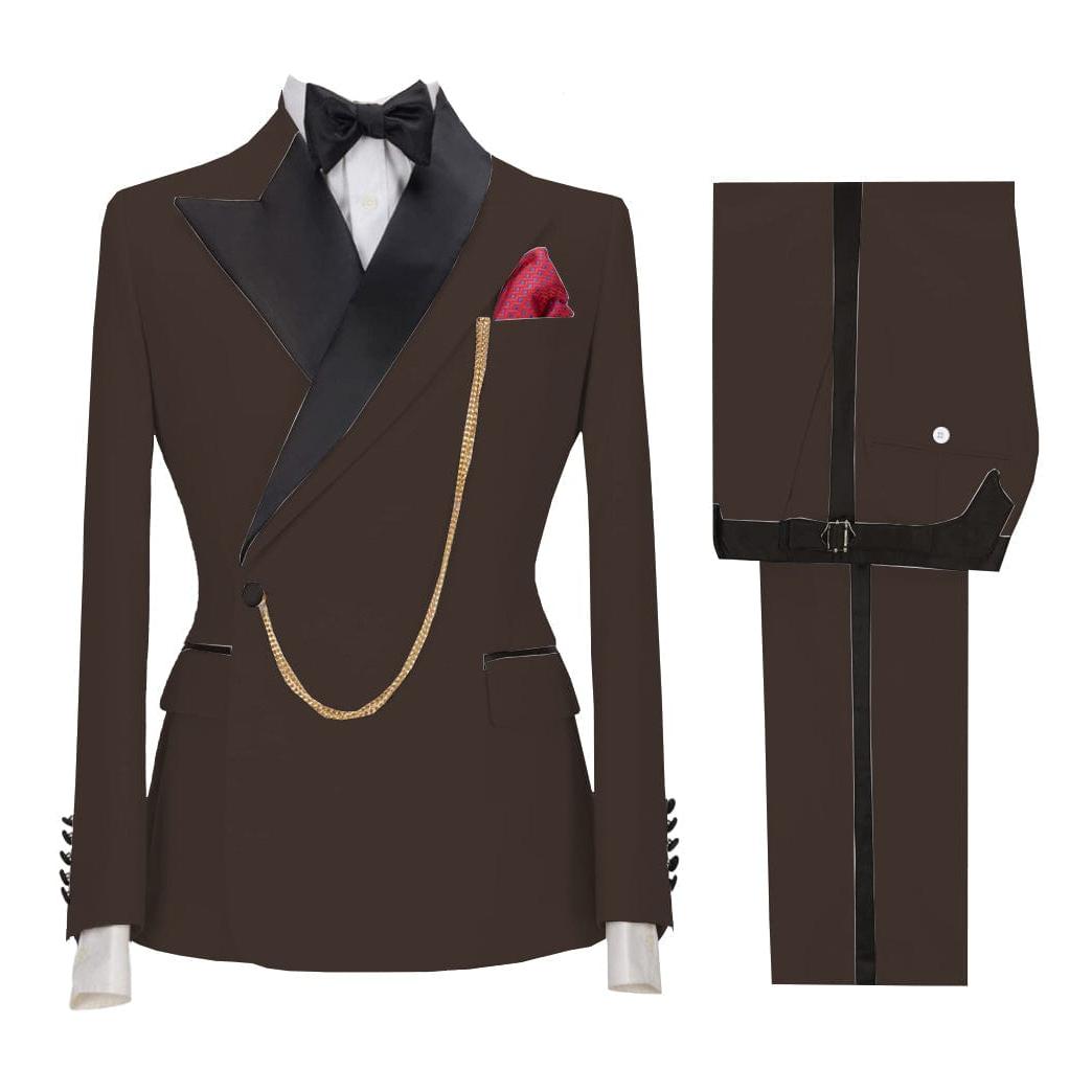 ceehuteey Stylish Mens Suit 2 Pieces Peak Lapel Blazer For Wedding Graduation(Blazer+Vest+Pants)