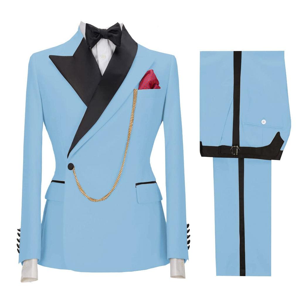ceehuteey Stylish Mens Suit 2 Pieces Peak Lapel Blazer For Wedding Graduation(Blazer+Vest+Pants)
