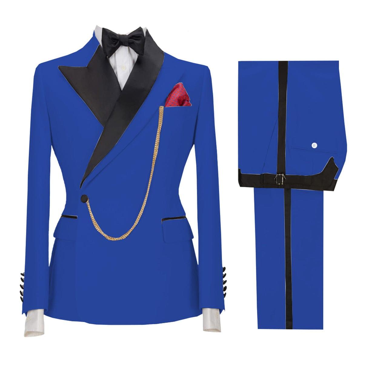 ceehuteey Stylish Mens Suit 2 Pieces Peak Lapel Blazer For Wedding Graduation(Blazer+Vest+Pants)