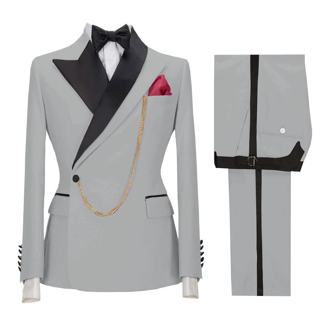 ceehuteey Stylish Mens Suit 2 Pieces Peak Lapel Blazer For Wedding Graduation(Blazer+Vest+Pants)