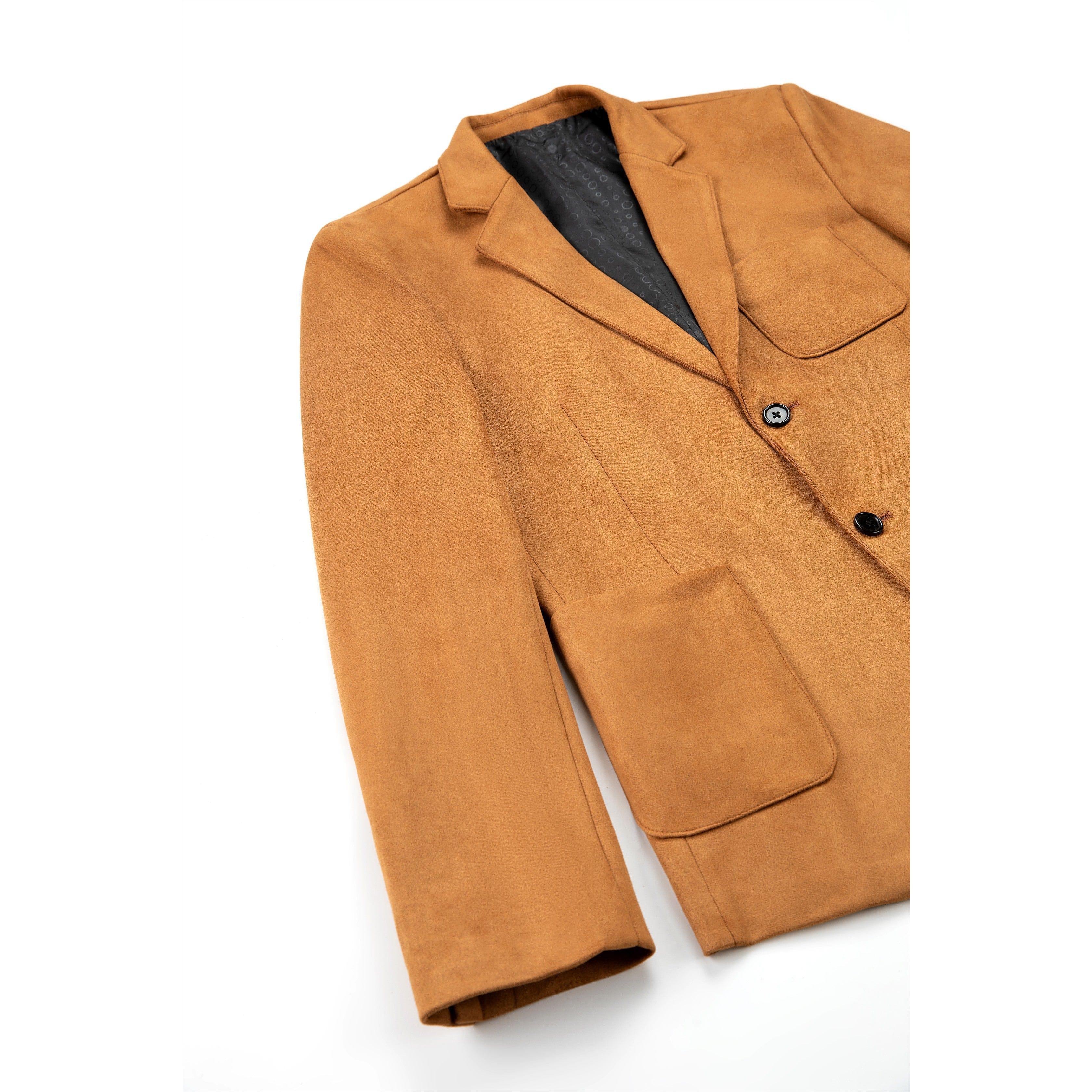 ceehuteey Suede Men's Fashion Notch Lapel Blazer Denim Jacket