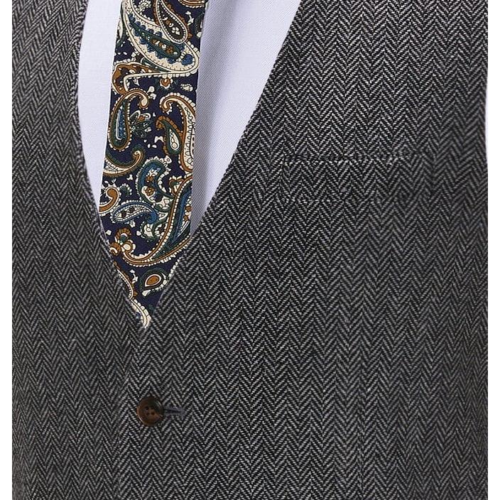 ceehuteey Vintage  Men's Slim Fit Herringbone V Neck Waistcoat
