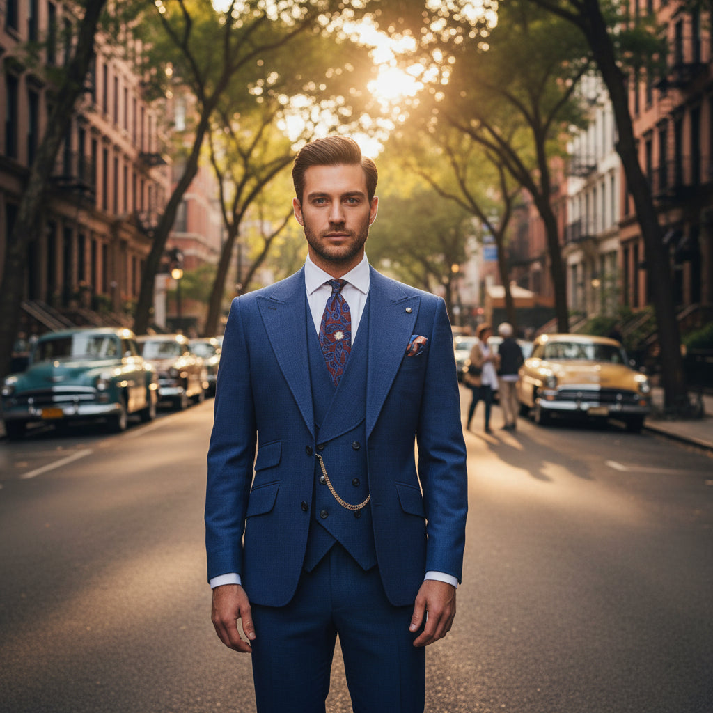 ceehuteey Western Mens 3 Piece Suit Express Suits Double Breasted Gent Blazer Vest Pant for Wedding Groom