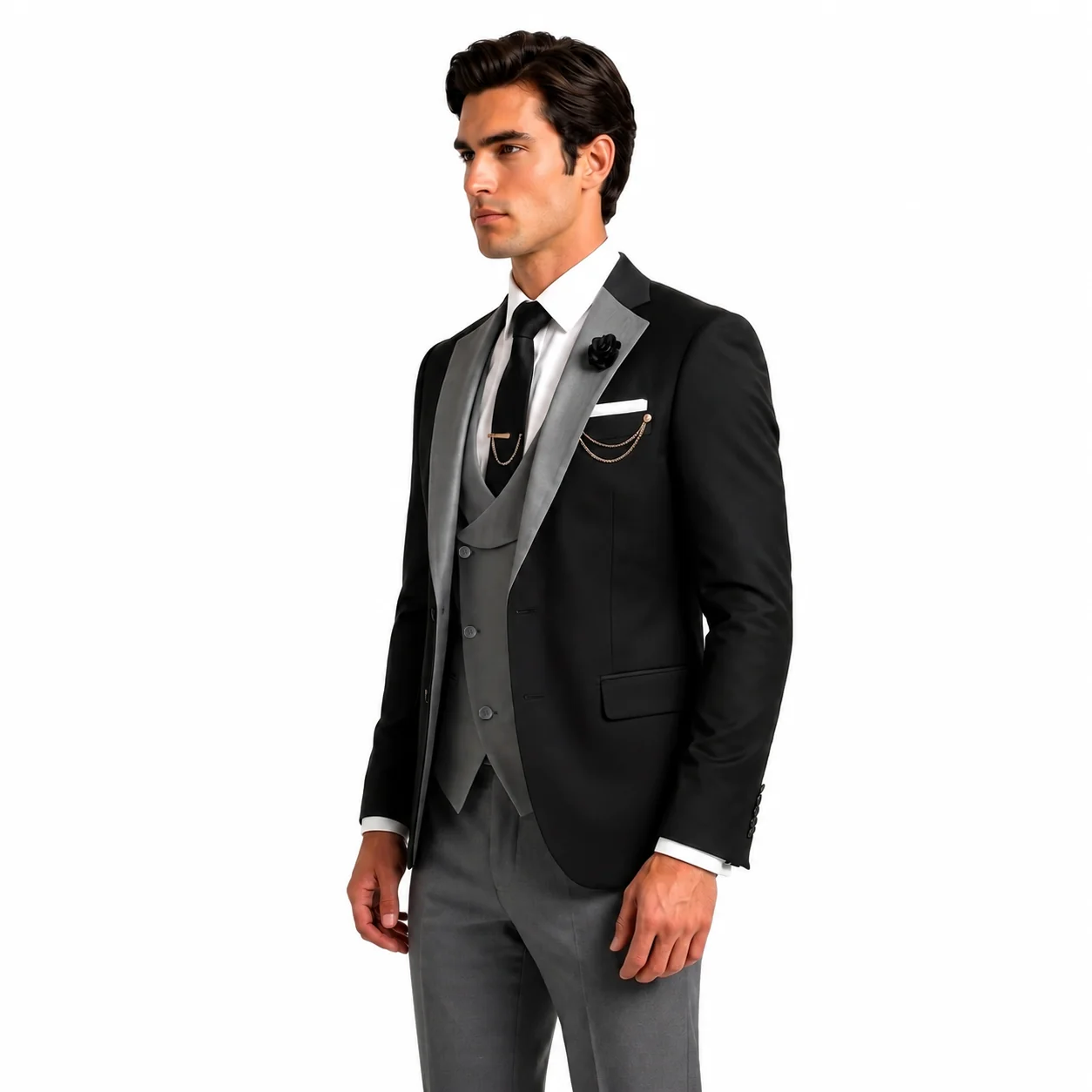 Ceehuteey Men's Suits 3 Pieces Notch Lapel Suits for Wedding (Blazer+Vest+Pant)