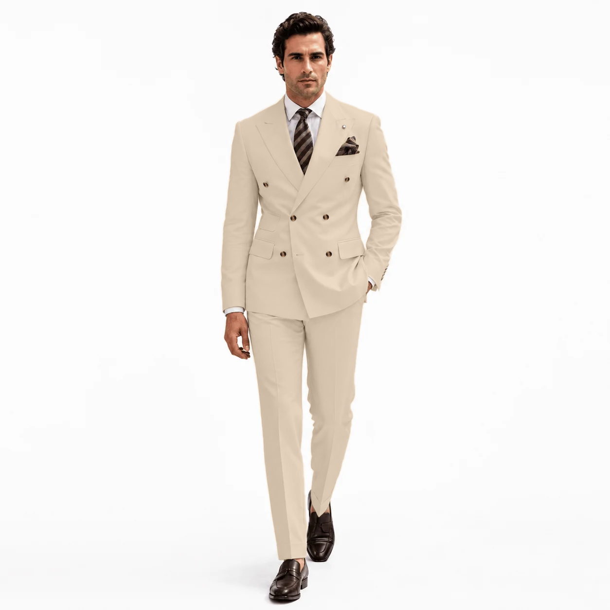 Ceehuteey Men's 2 Pieces Double Breasted Peak Lapel Gent Suit (Blazer+Pants)