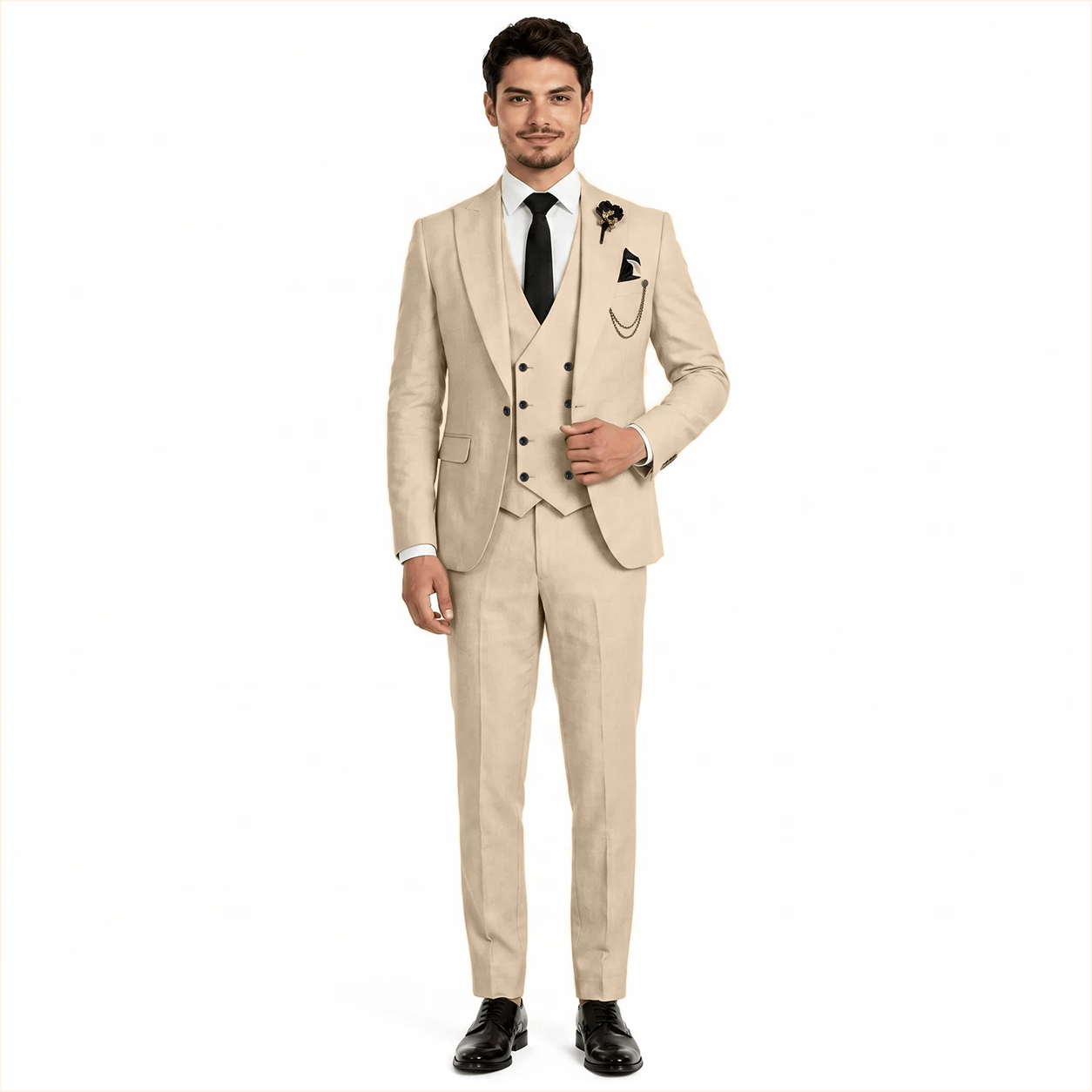 Ceehuteey 3 Piece Mens Suit Prom Peak Lapel Suit (Blazer + Vest + Pants)