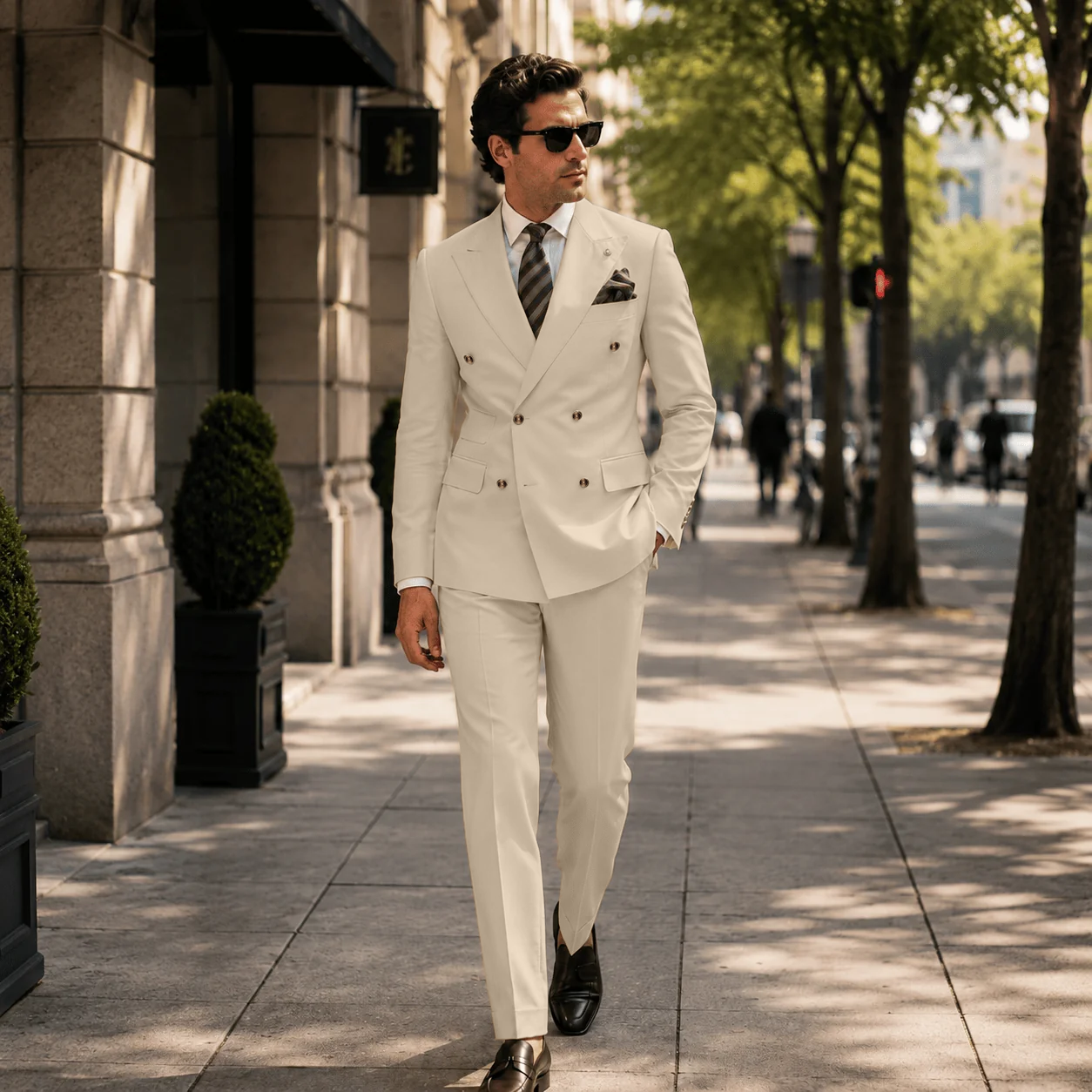 Ceehuteey Men's 2 Pieces Double Breasted Peak Lapel Gent Suit (Blazer+Pants)